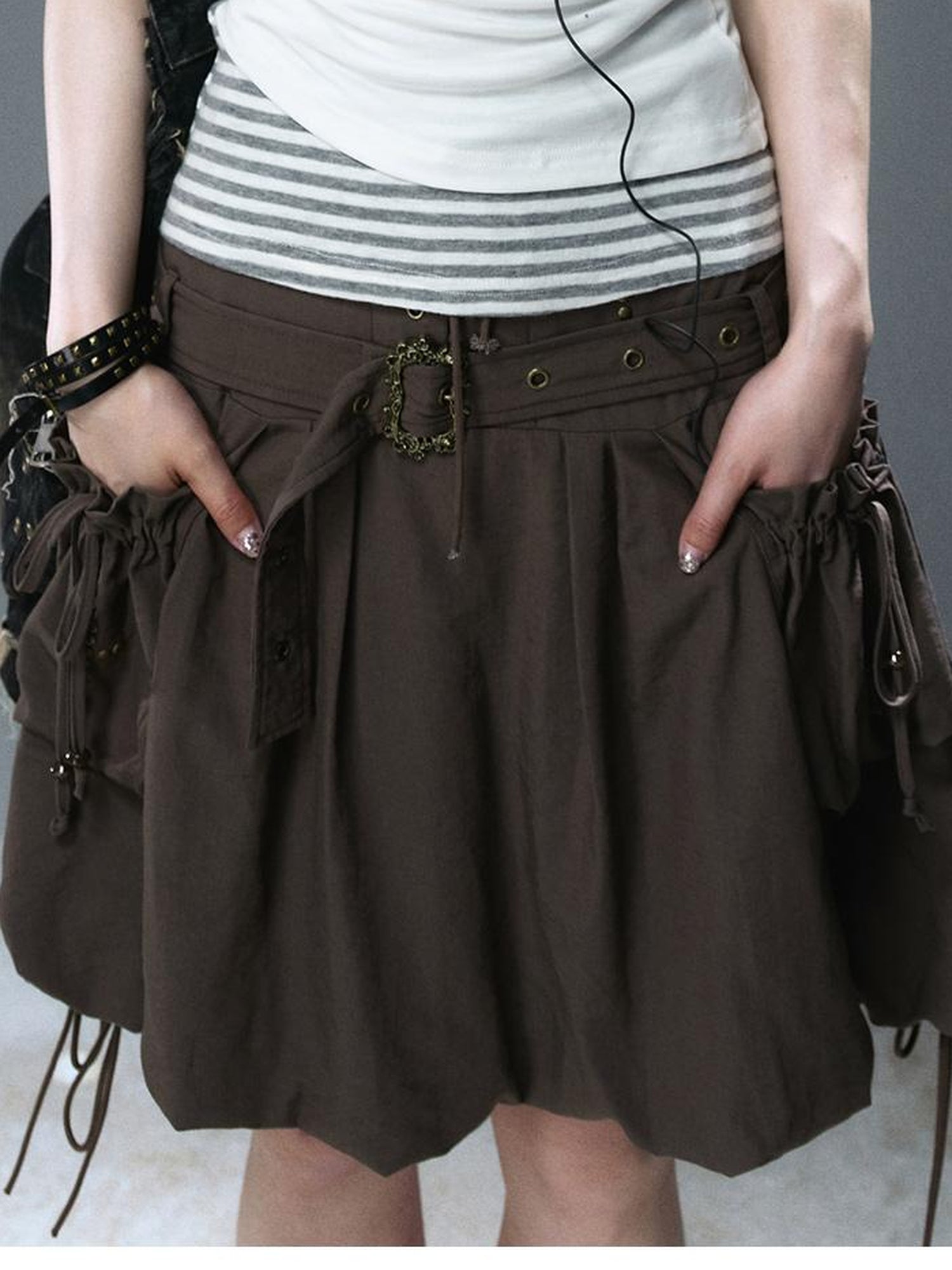 Update Cest Nous Sea Witch Punk Romantic Drawstring Boucle Skirt