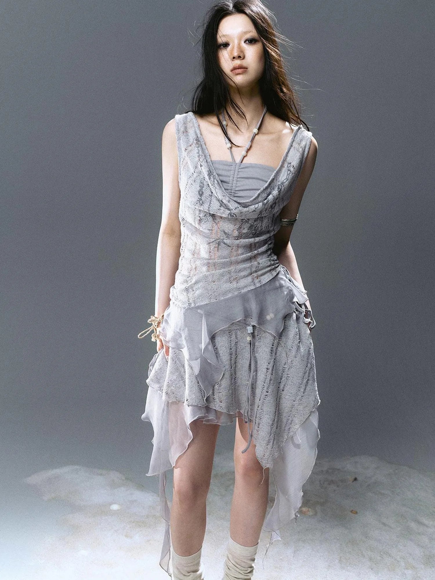 Seafoam Lace Shell Beaded Swing Top