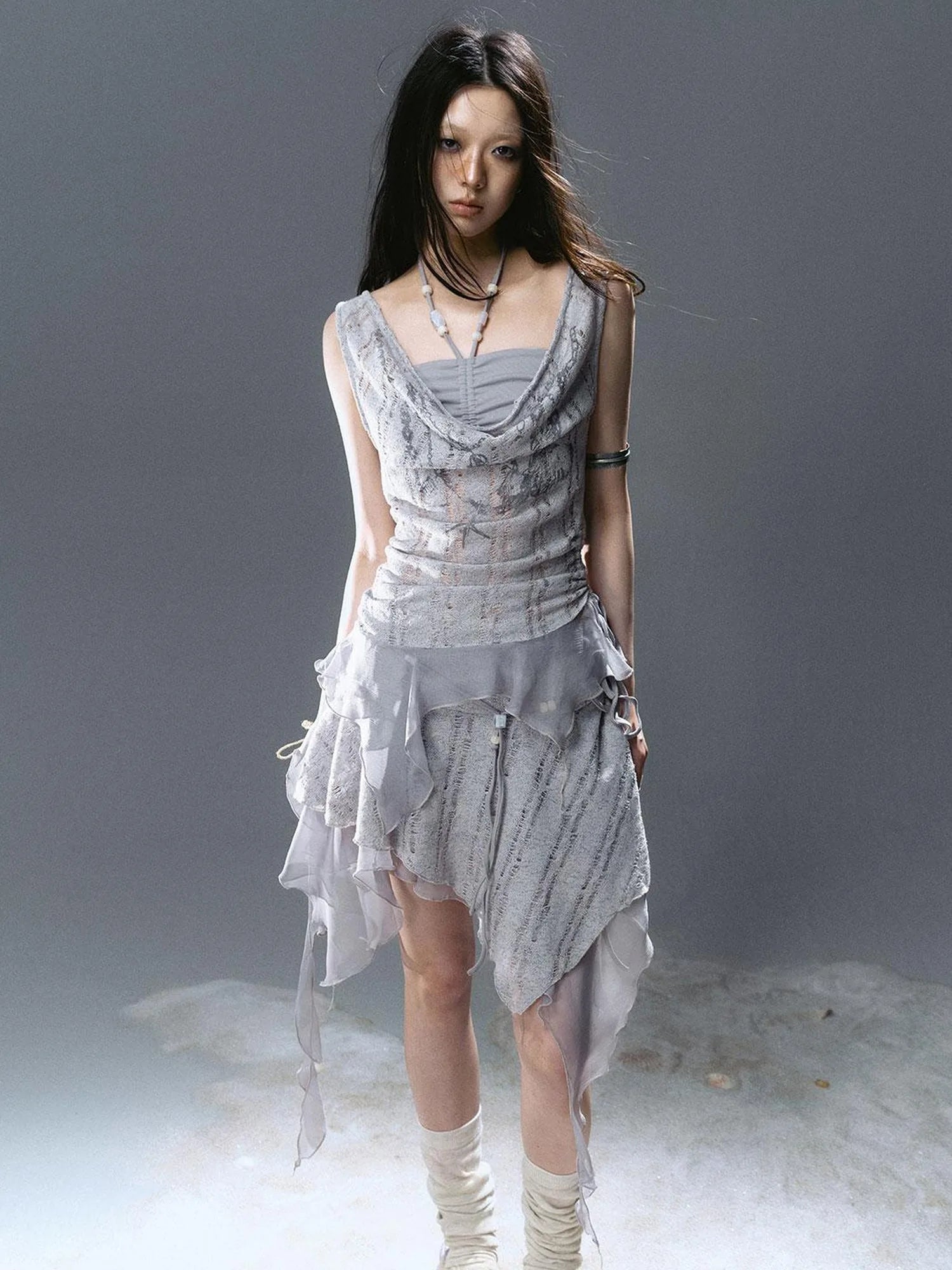 Seafoam Lace Shell Beaded Swing Top