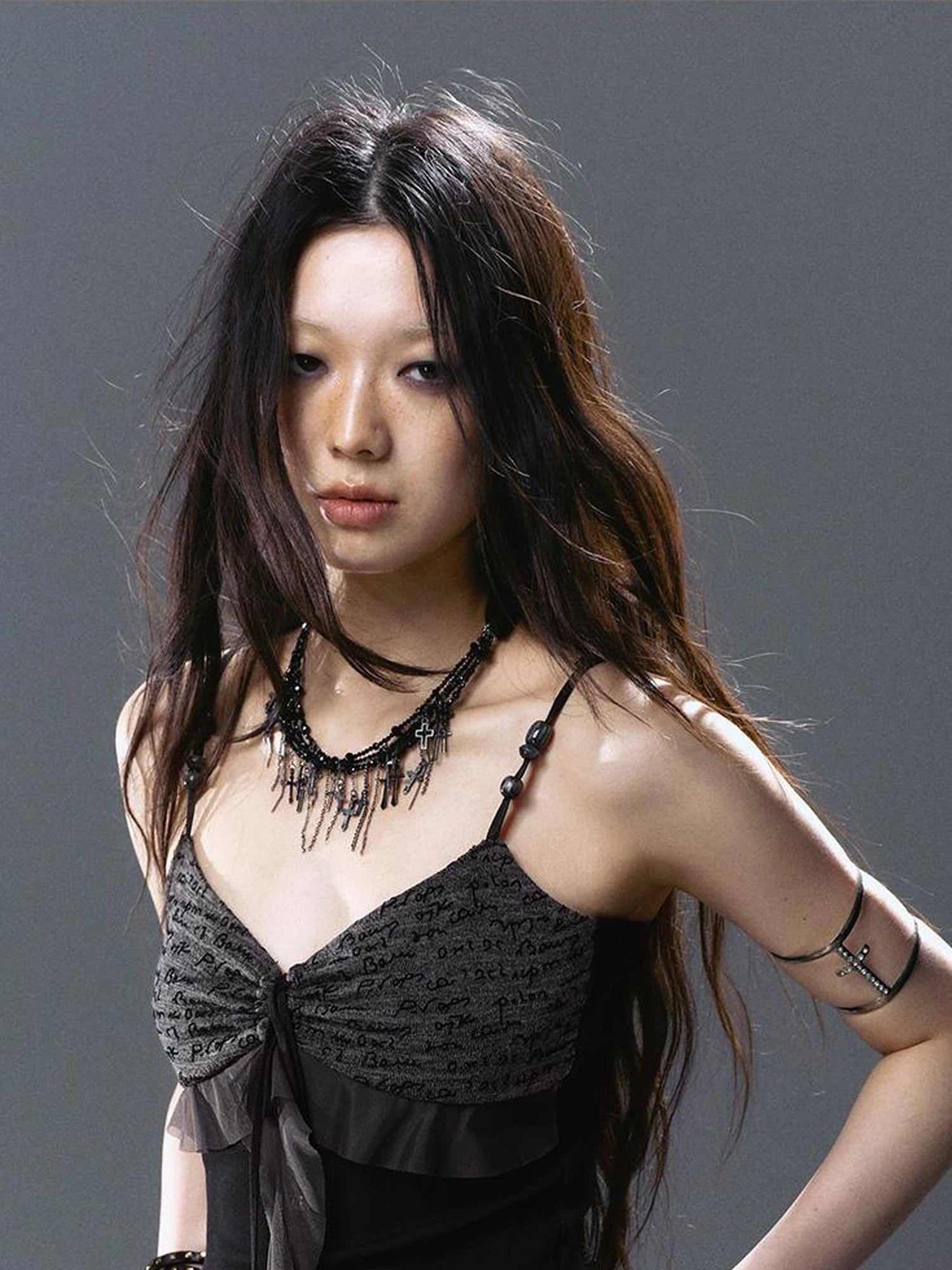 Seafoam Lace Up Ruffle Hem Slip Dress V Neck