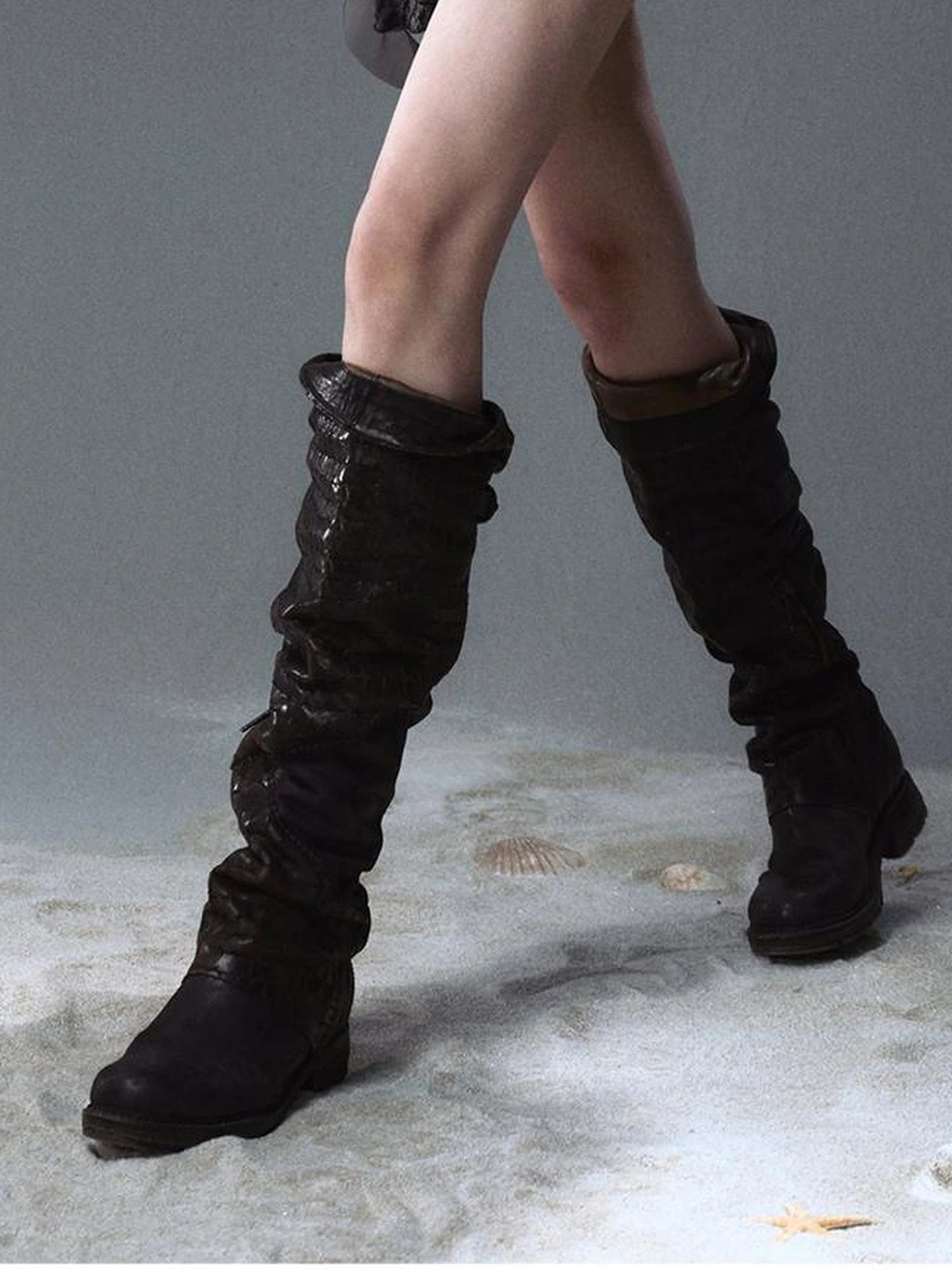 Seafoam Lace Up Ruffle Hem Slip Dress V Neck