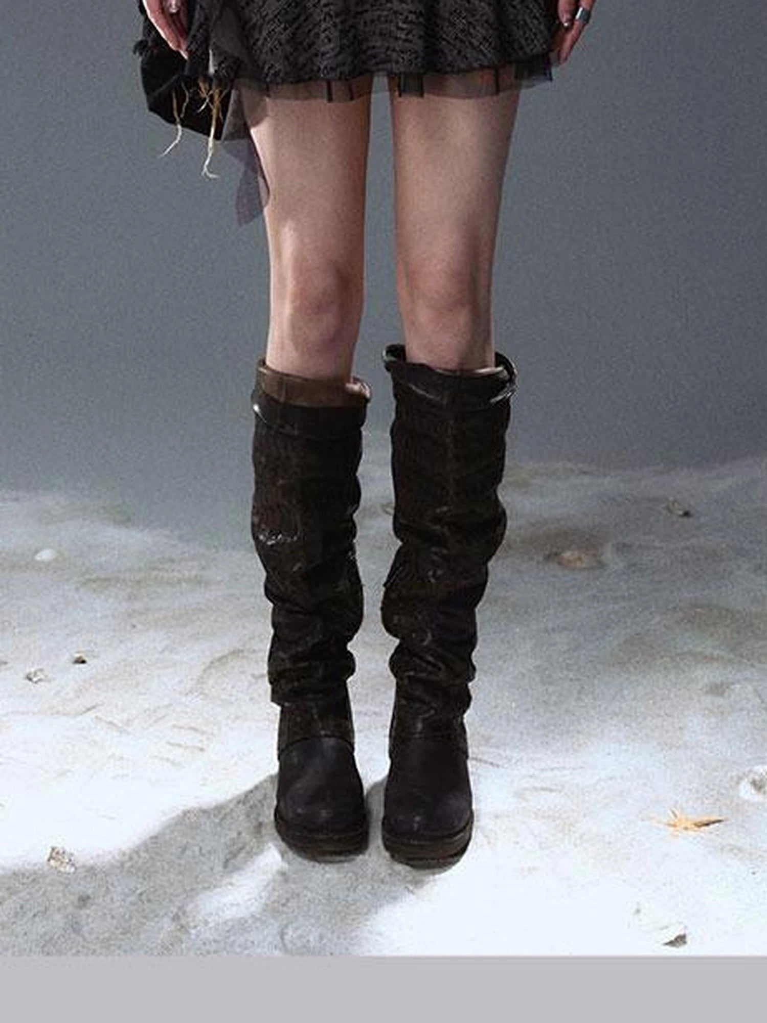 Seafoam Lace Up Ruffle Hem Slip Dress V Neck