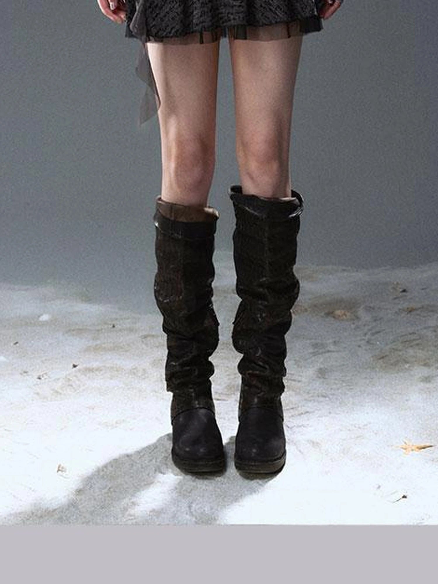 Seafoam Lace Up Ruffle Hem Slip Dress V Neck