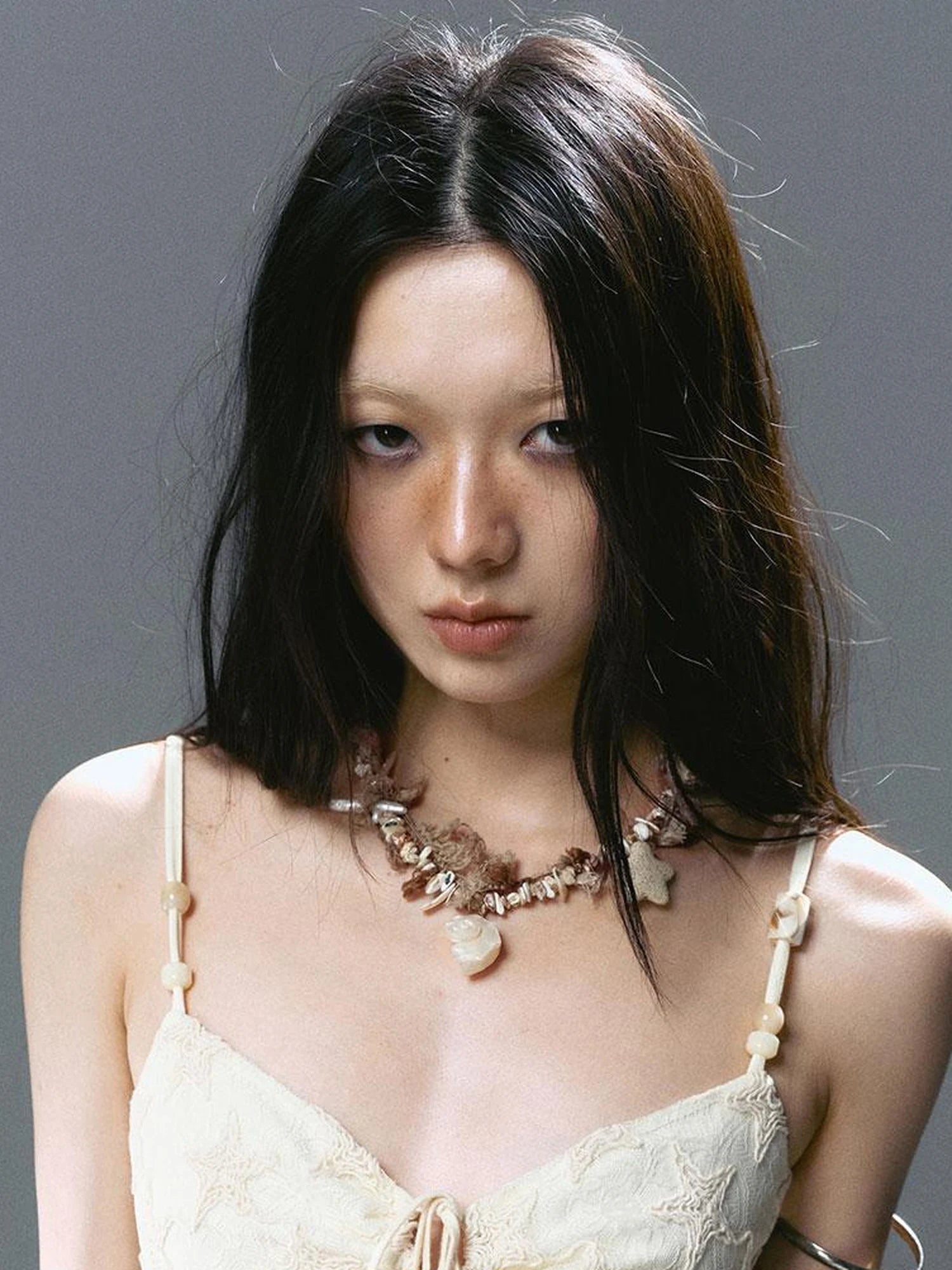 Seafoam Lace Up Ruffle Hem Slip Dress V Neck