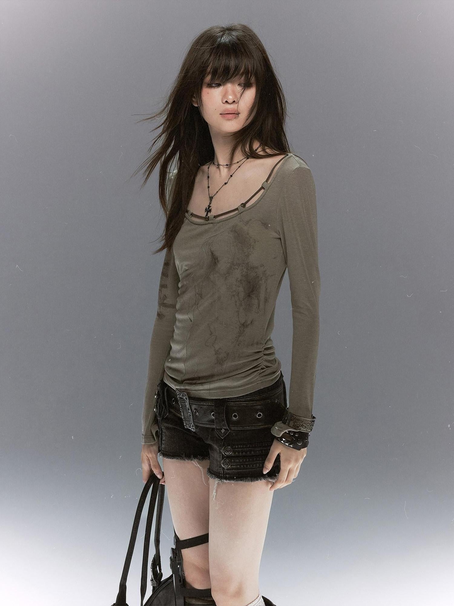 Cest Nous Sheer Lace Printed Rope Knot Women&