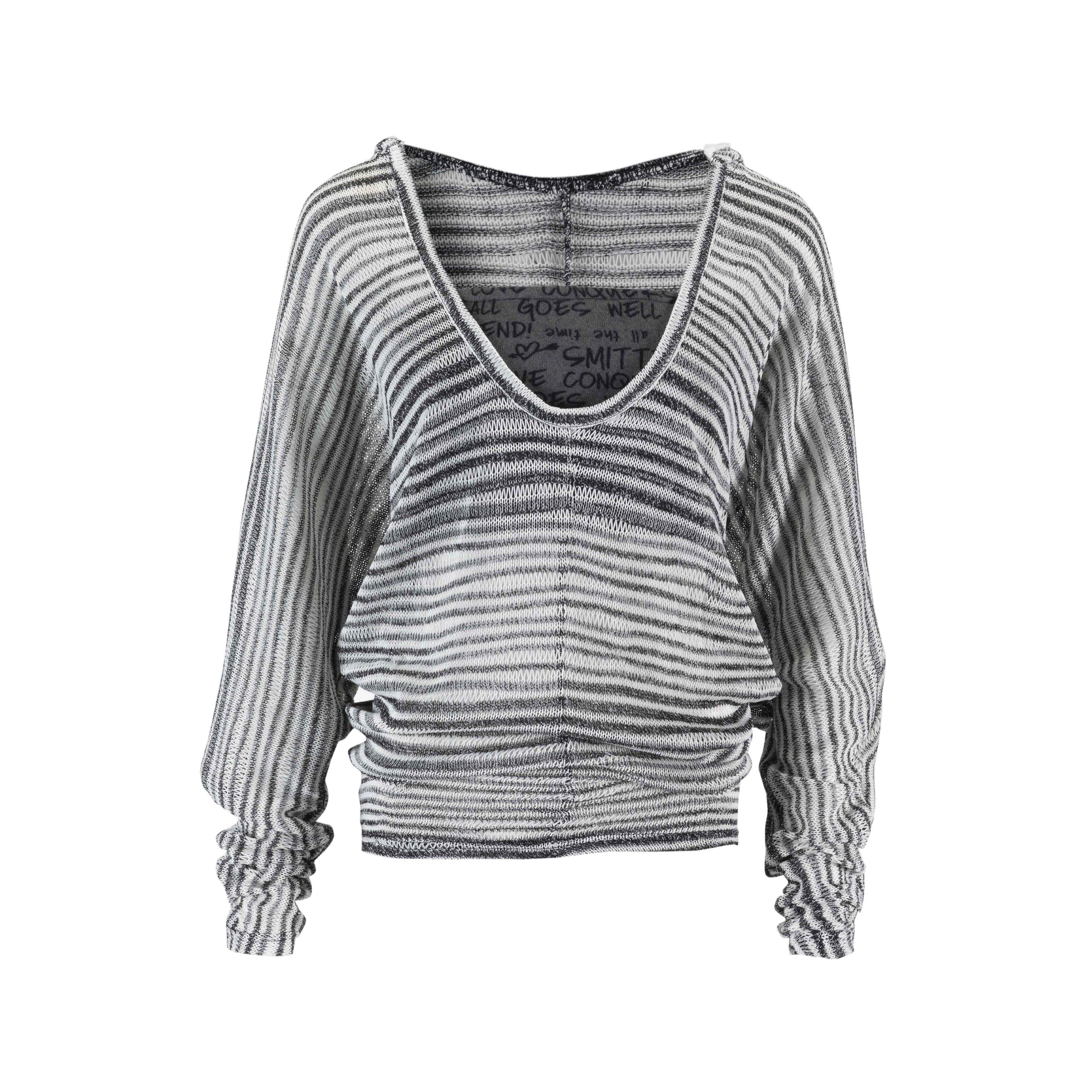 Cest_Nous_Striped_Hollow_Bandeau_Two_Piece_Hooded_Batwing_Women&