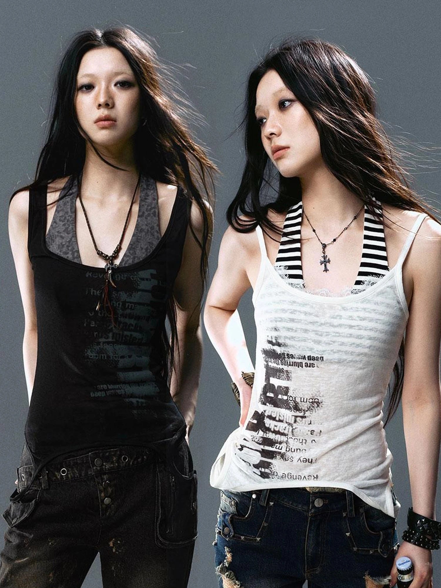 Two Way Graffiti Print Layered Bandeau Top