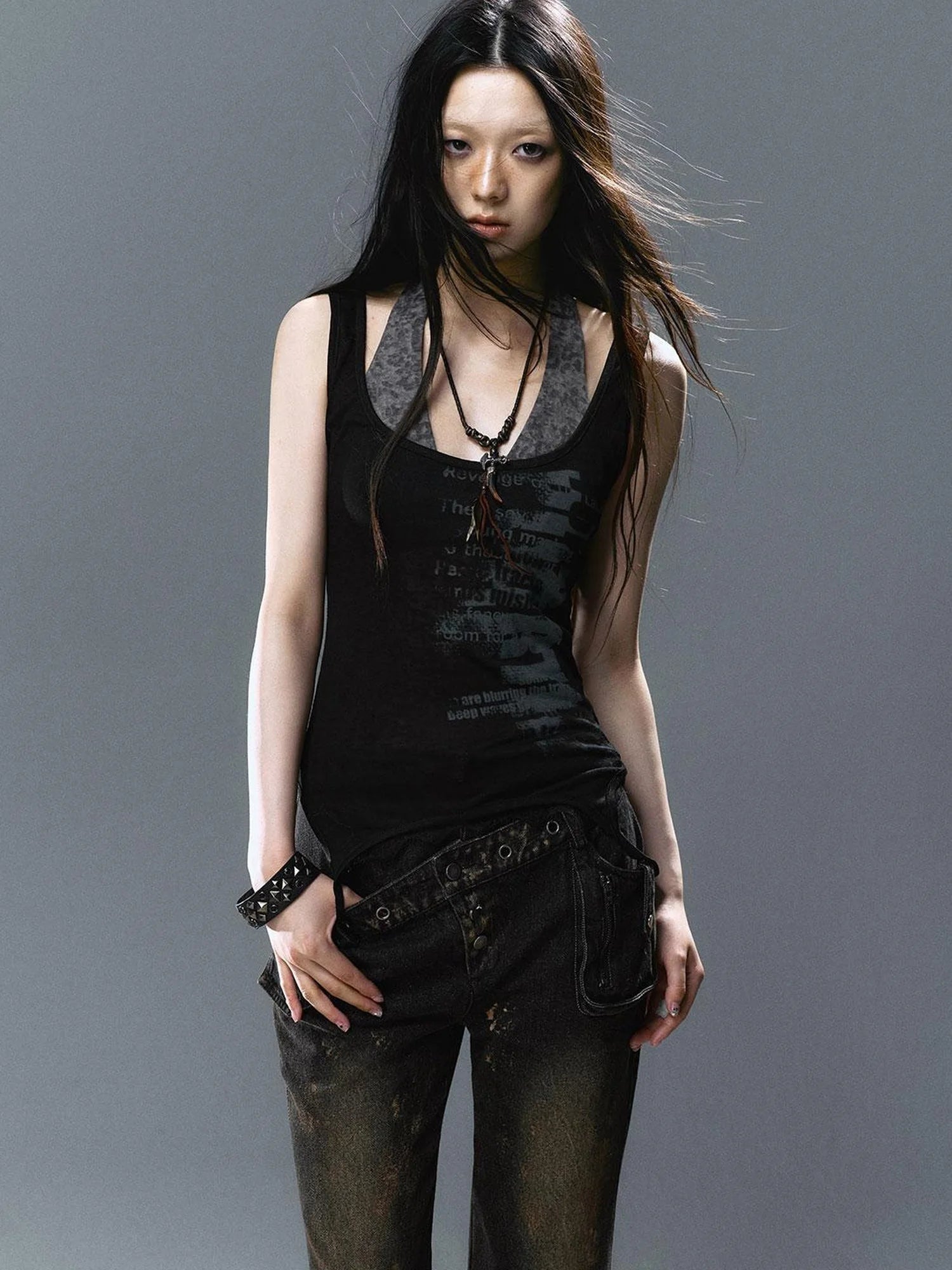 Two Way Graffiti Print Layered Bandeau Top