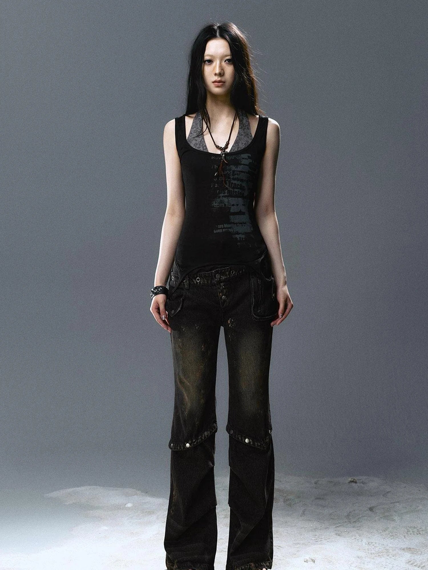 Two Way Graffiti Print Layered Bandeau Top