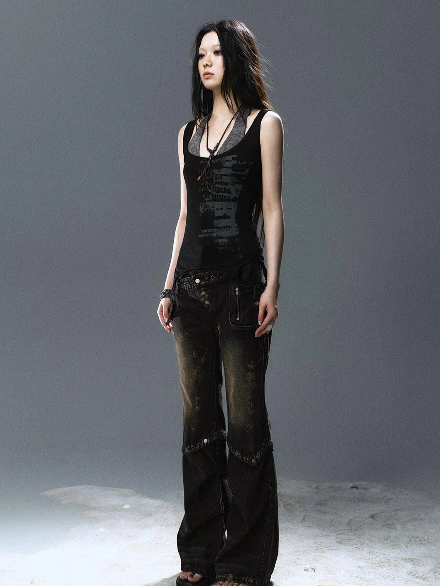 Two Way Graffiti Print Layered Bandeau Top