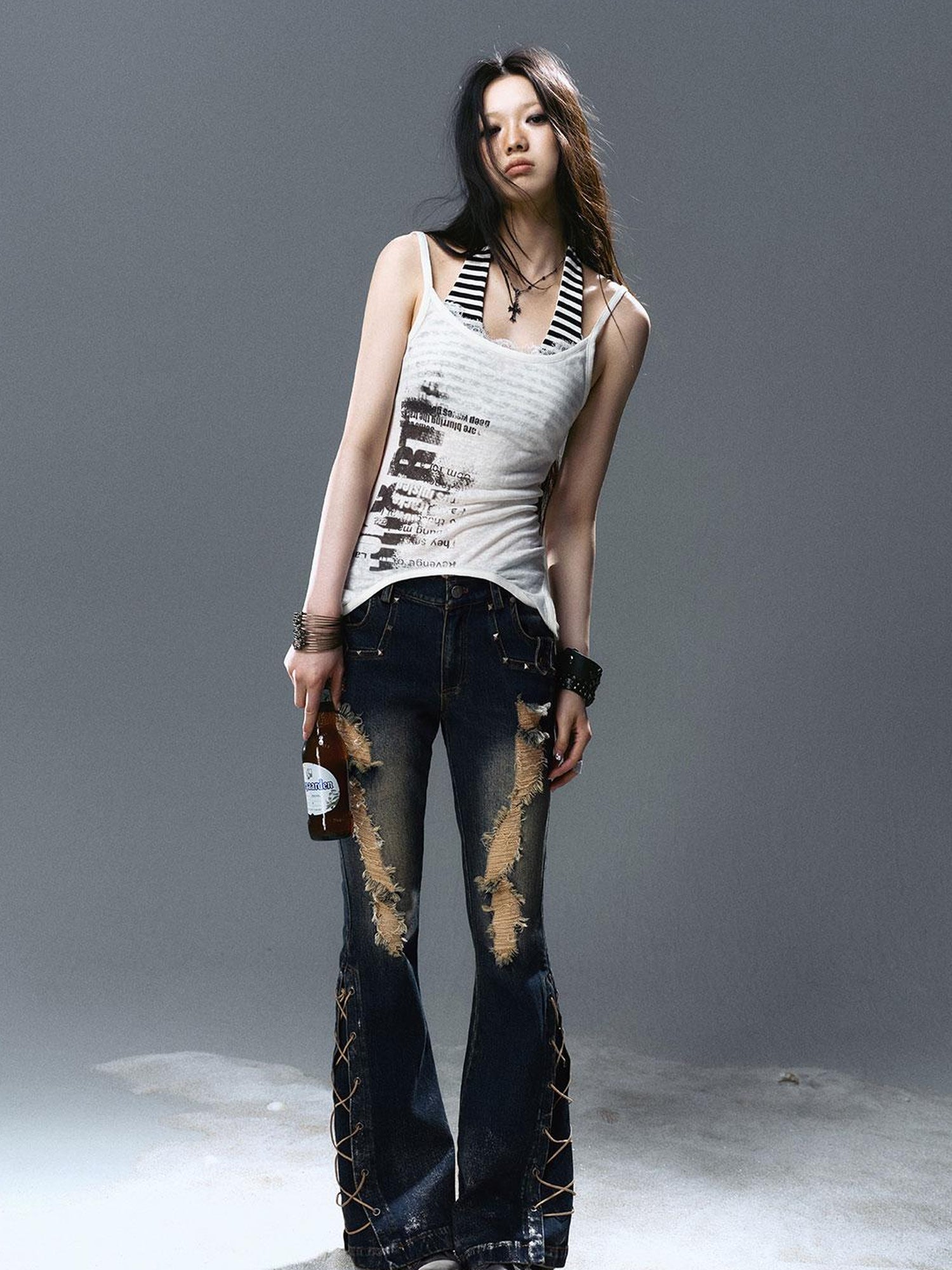 Update Cest Nous Two Way Graffiti Print Layered Bandeau Top