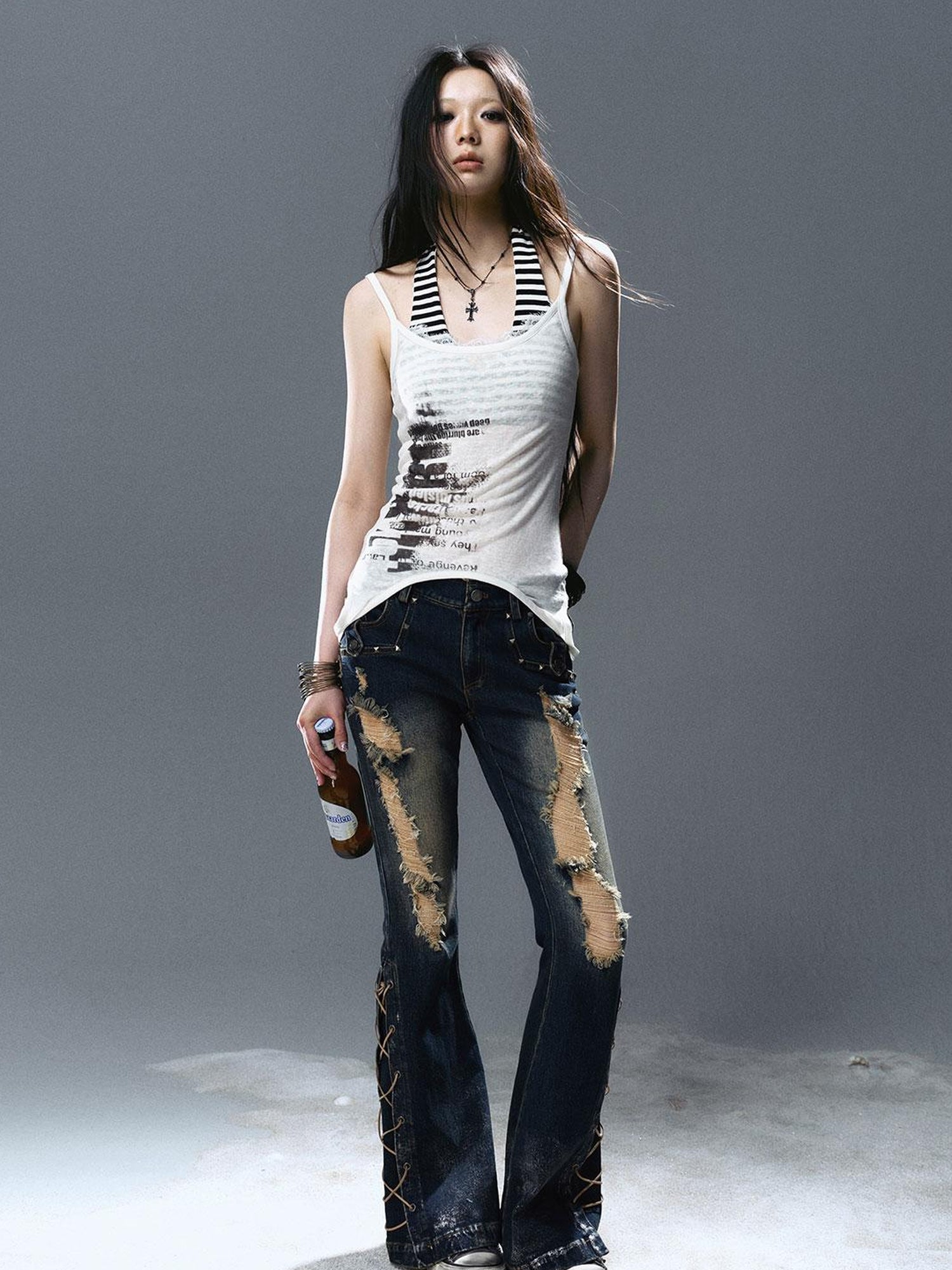 Update Cest Nous Two Way Graffiti Print Layered Bandeau Top