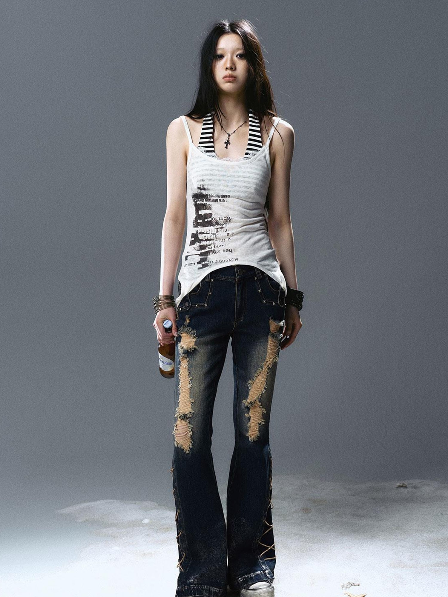 Update Cest Nous Two Way Graffiti Print Layered Bandeau Top