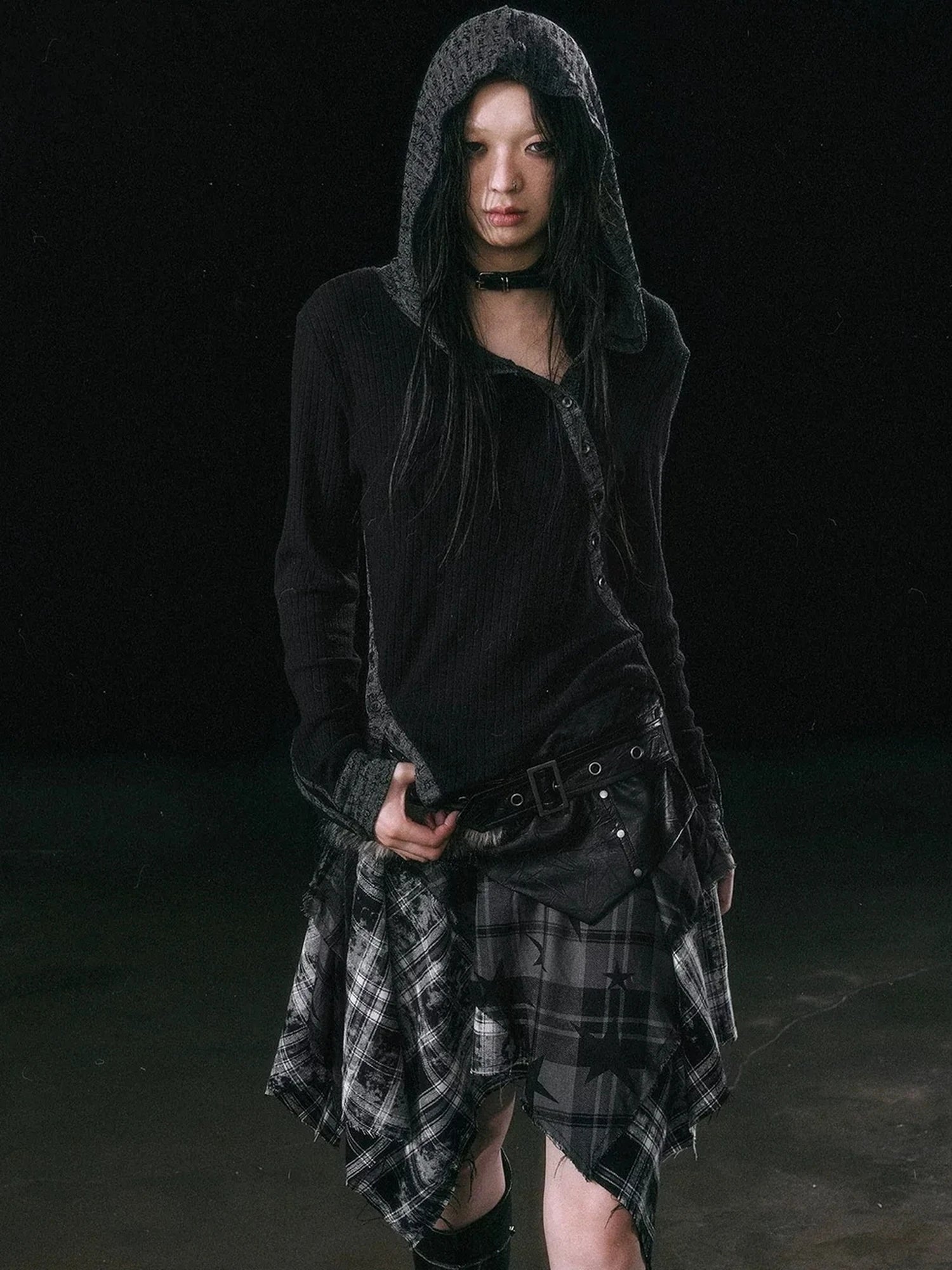 Chinese Clothing Cest Nous Update Asymmetrical Hooded Knit Top