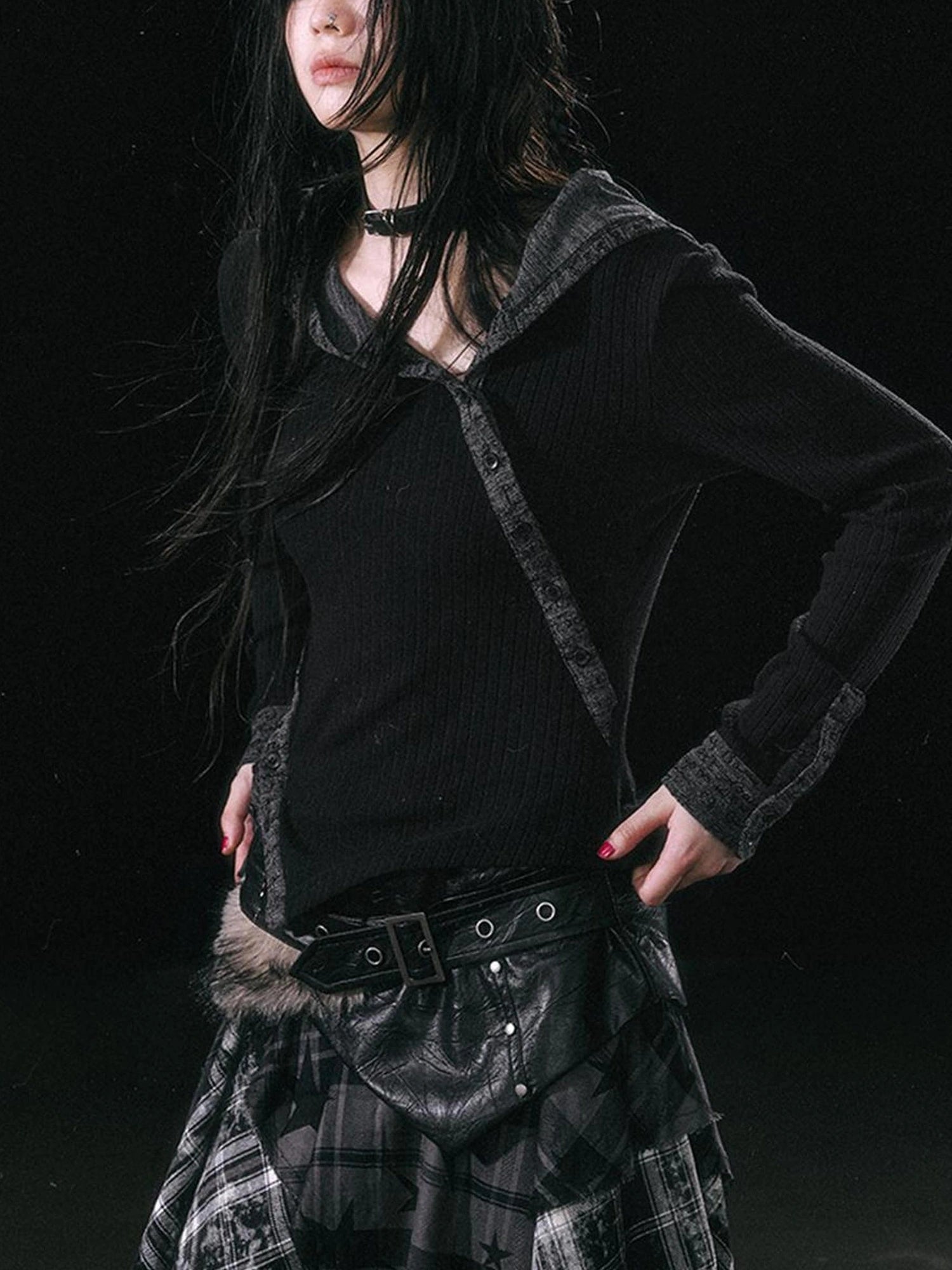 Chinese Clothing Cest Nous Update Asymmetrical Hooded Knit Top