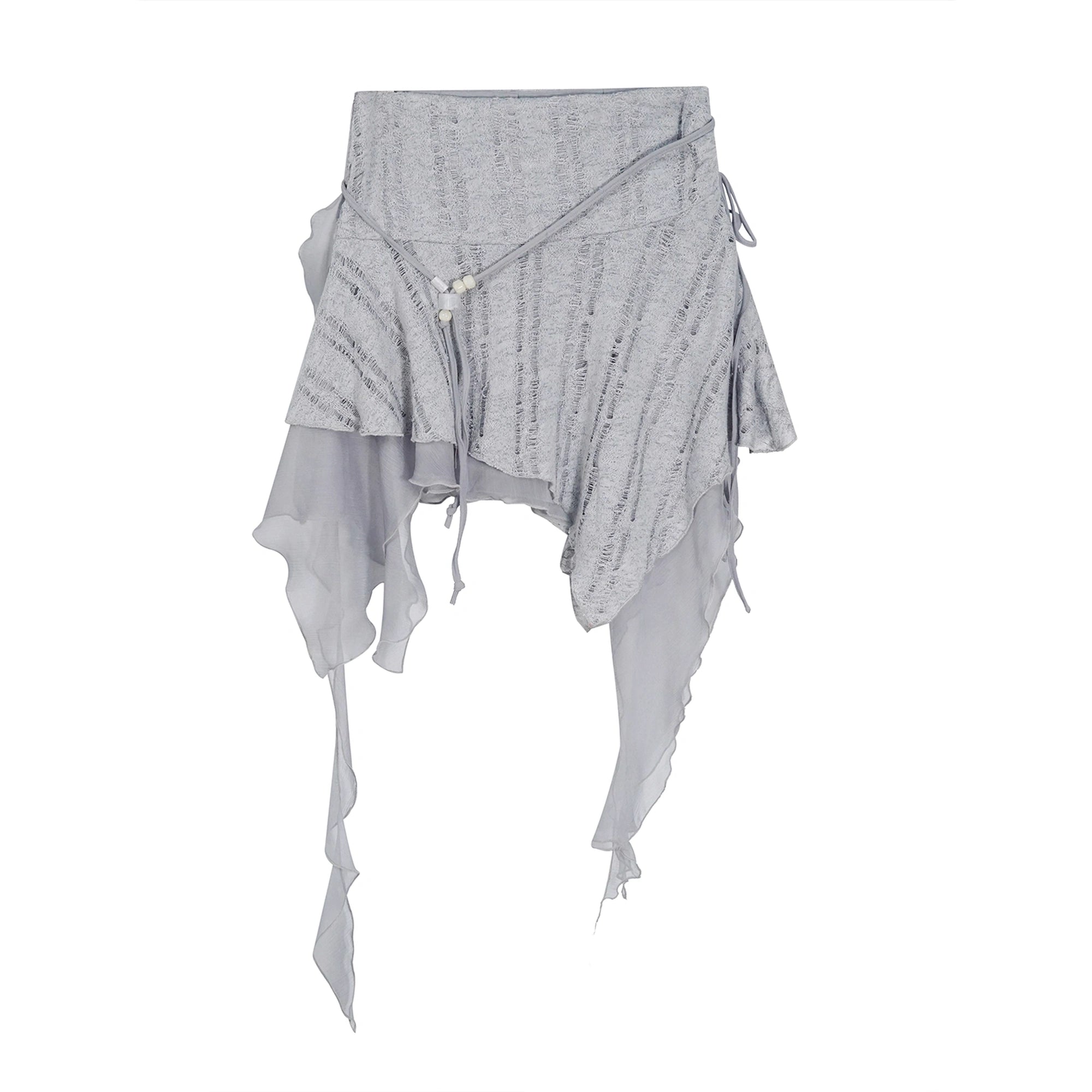 Chinese Clothing Cest Nous Update Blue Mist Beaded Asymmetrical Ruffle Skirt MISSTT