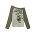 Chinese Clothing Cest Nous Update Brokenhearted Motorcyclist Off Shoulder Print Top MISSTT
