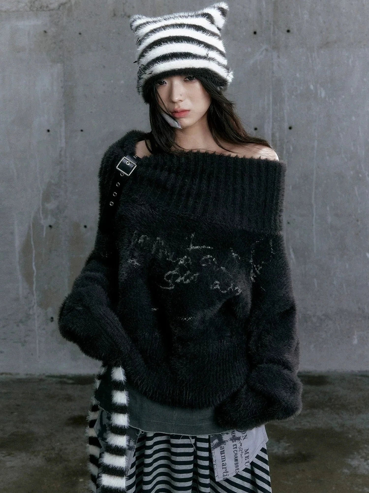 Chinese Clothing Cest Nous Update Chain Buckle Punk Crochet Oversized Sweater