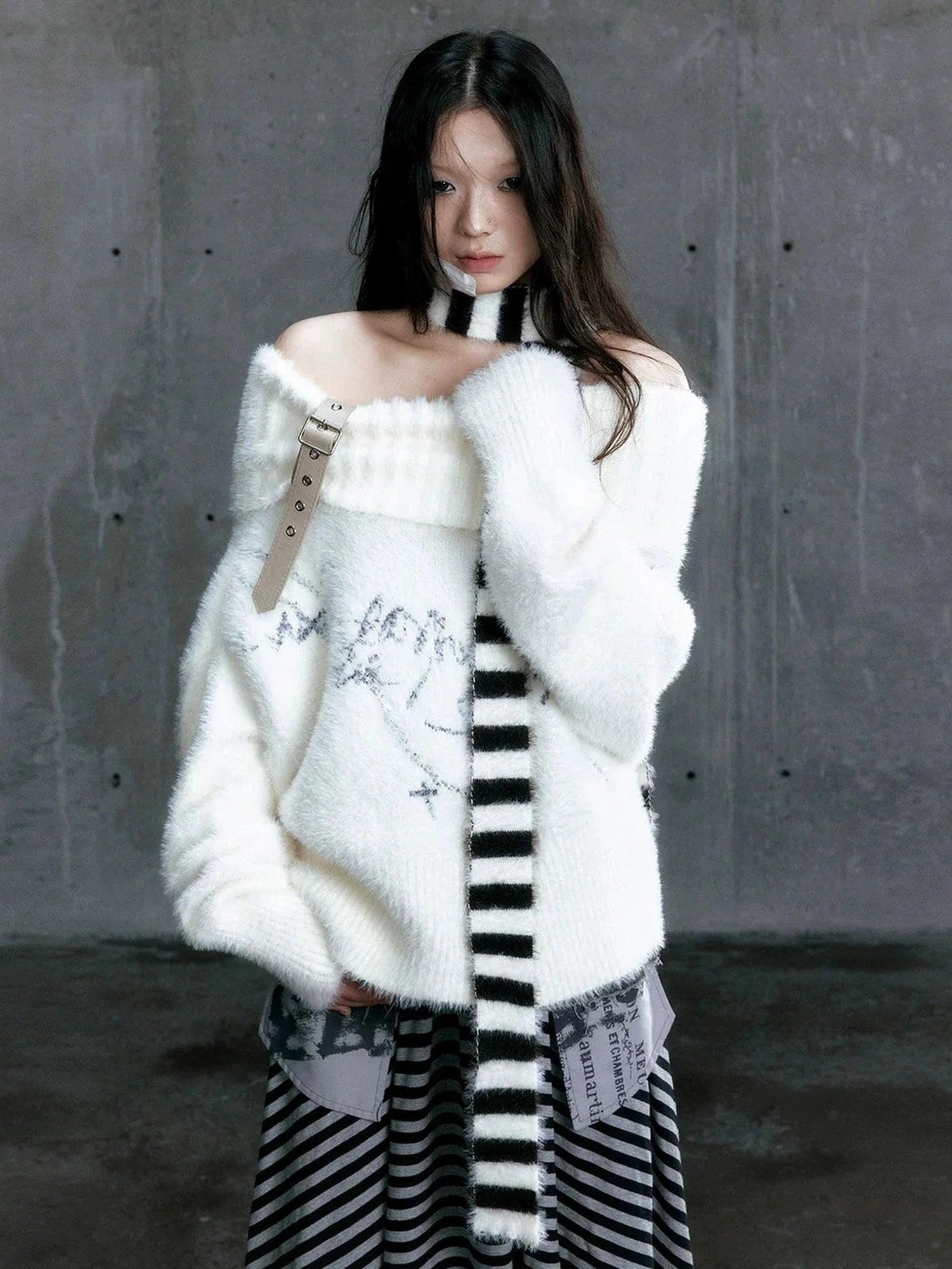 Chinese Clothing Cest Nous Update Chain Buckle Punk Crochet Oversized Sweater