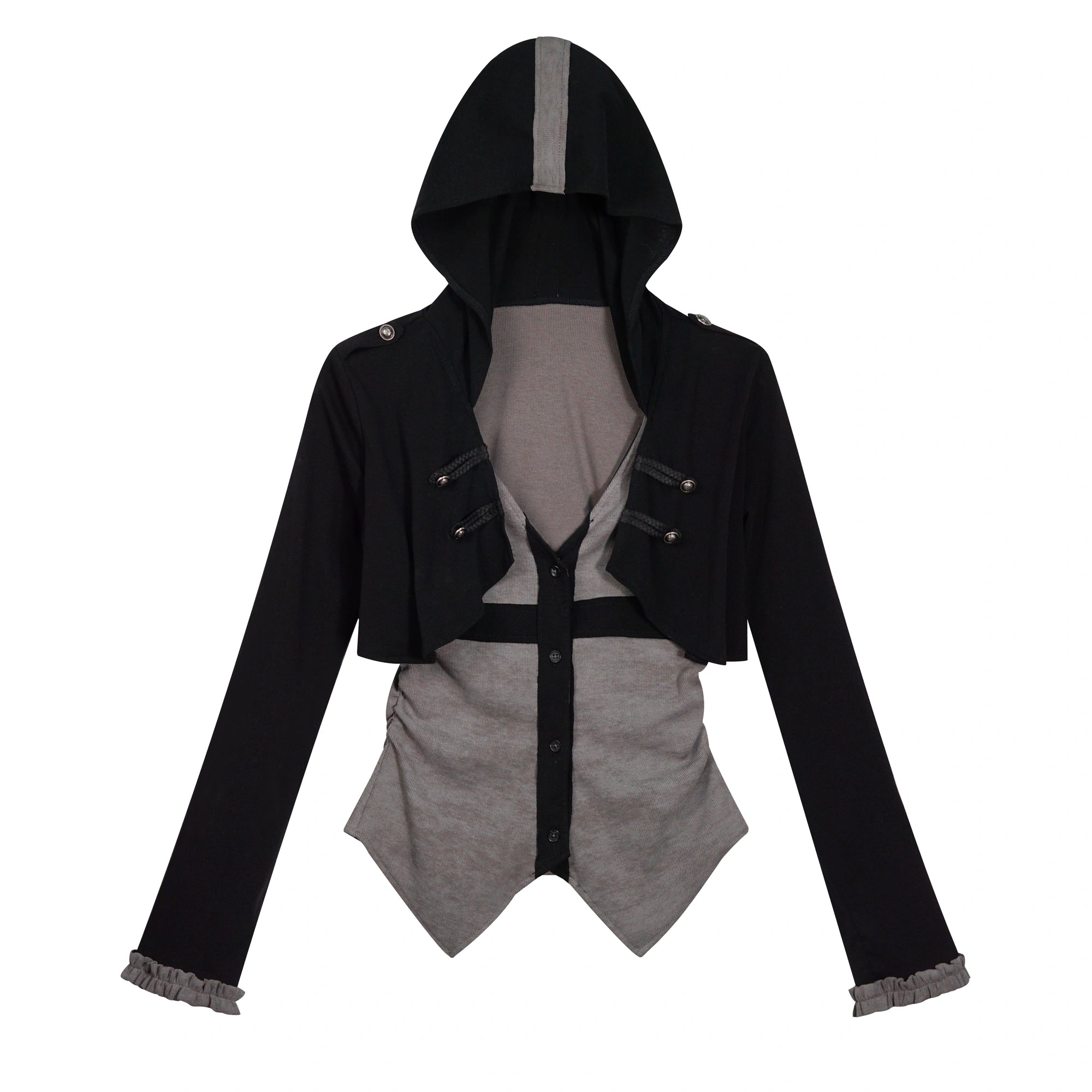 Chinese Clothing Cest Nous Update Cropped Hooded Cross Knit Top MISSTT