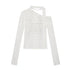 Chinese Clothing Cest Nous Update Cross Print Off Shoulder Knit Top MISSTT