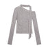 Chinese Clothing Cest Nous Update Cross Print Off Shoulder Knit Top MISSTT