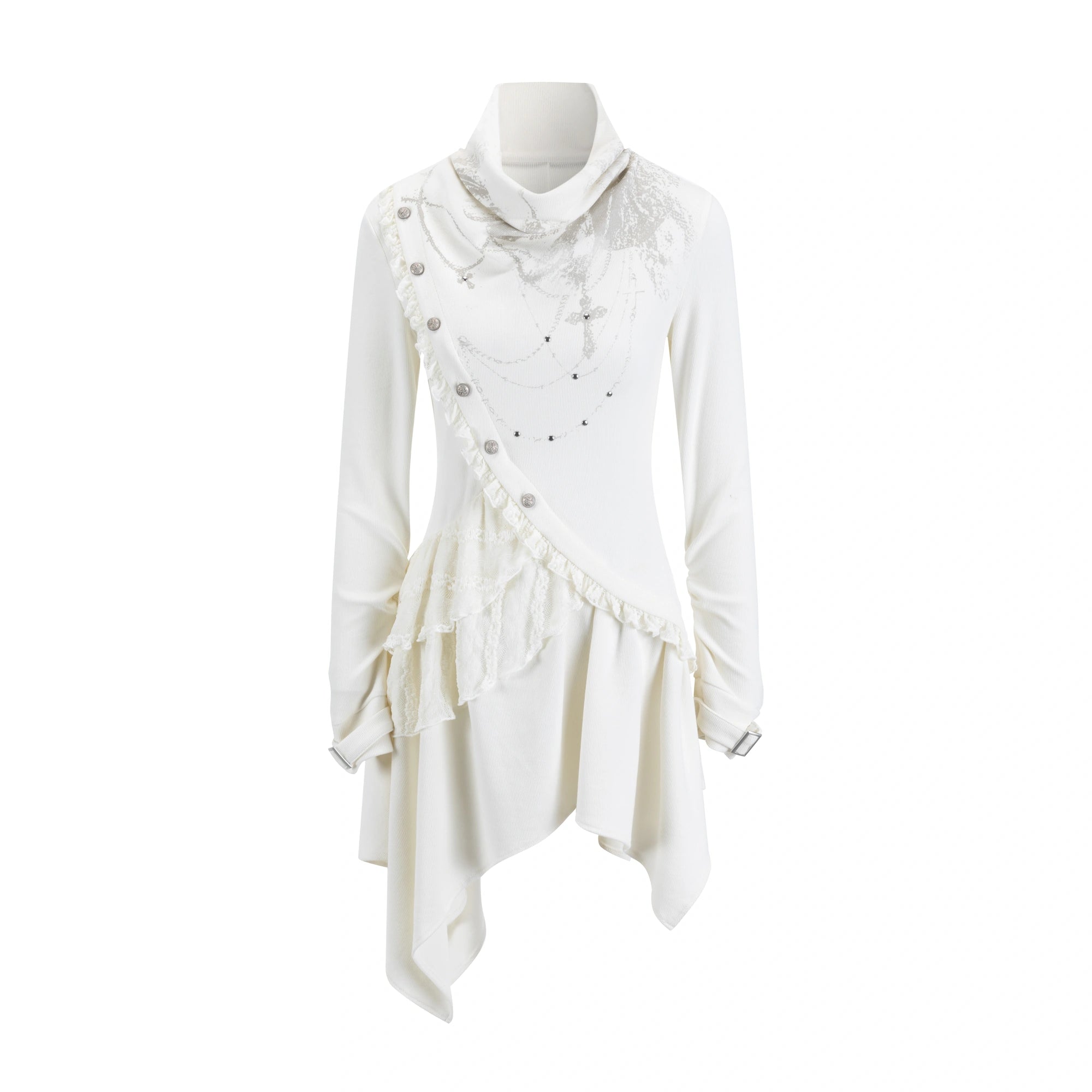 Chinese Clothing Cest Nous Update Deconstructed Collar Asymmetric Hem Lace Trimmed Dress MISSTT