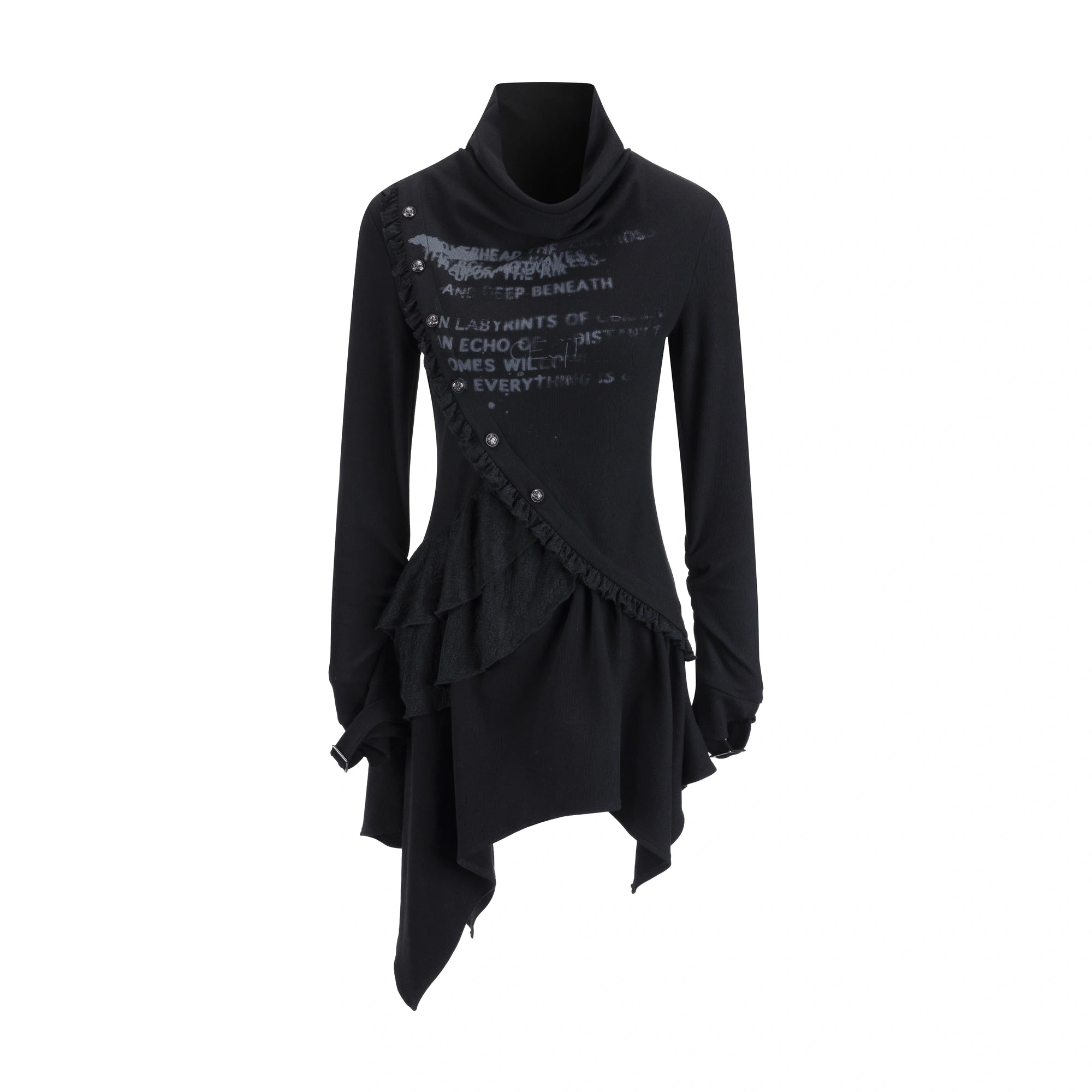 Chinese Clothing Cest Nous Update Deconstructed Collar Asymmetric Hem Lace Trimmed Dress MISSTT