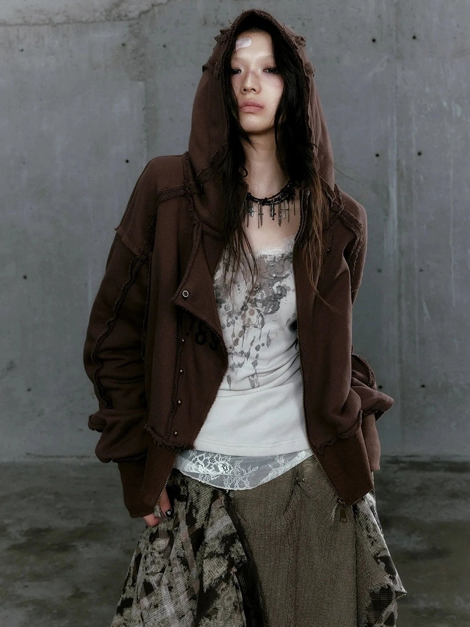 Chinese Clothing Cest Nous Update Deconstructed Digital Print Hoodie