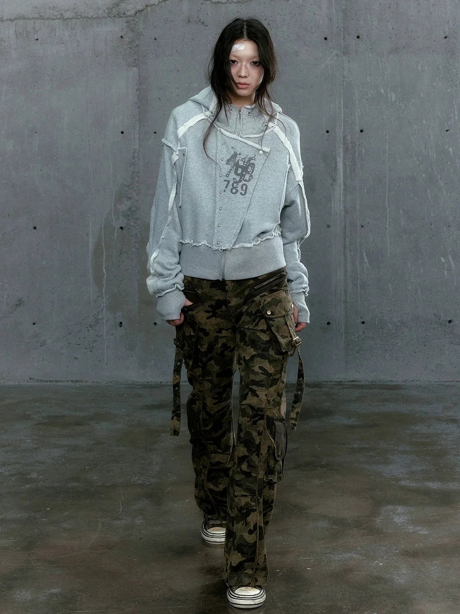 Chinese Clothing Cest Nous Update Deconstructed Digital Print Hoodie