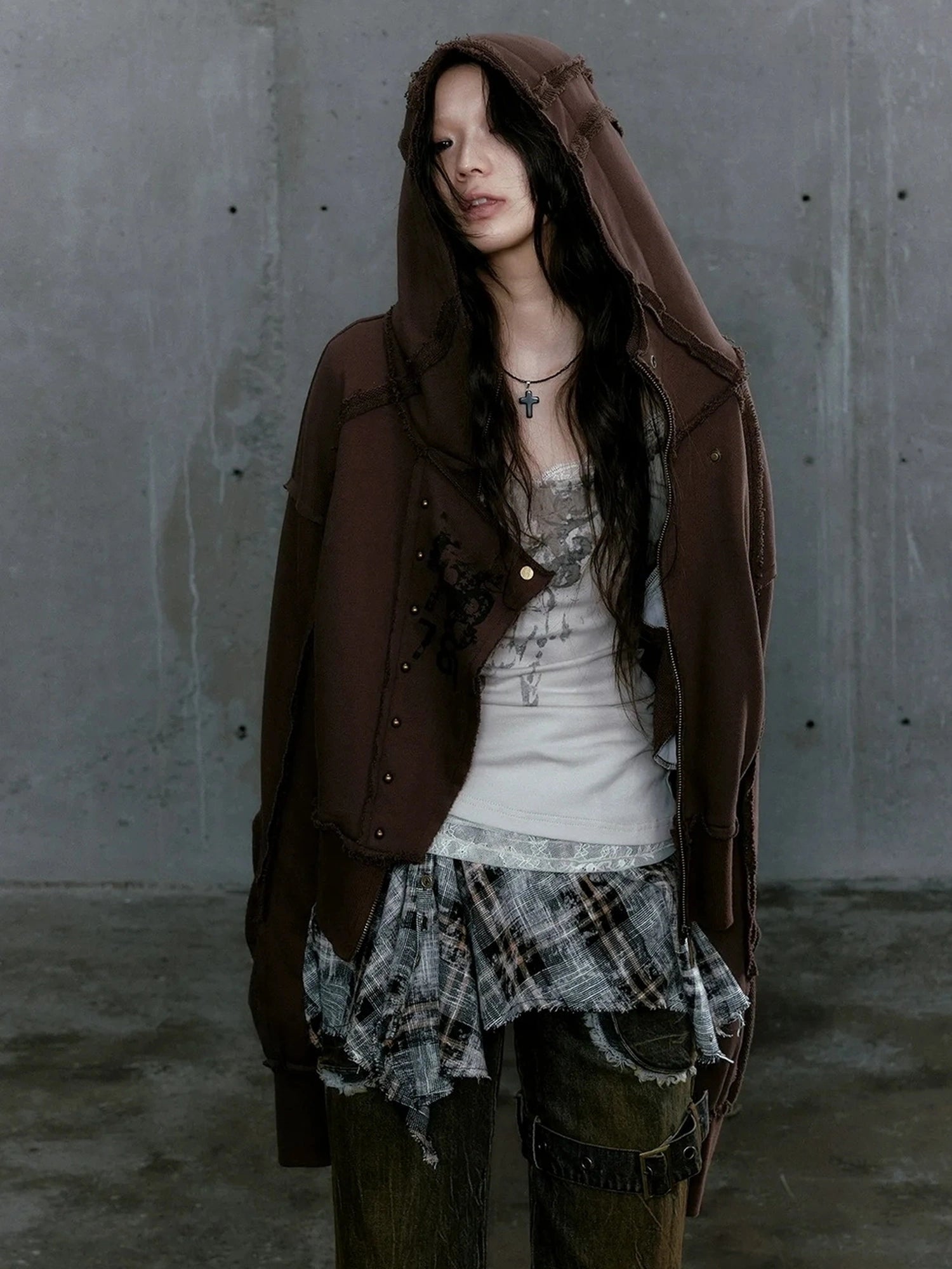 Chinese Clothing Cest Nous Update Deconstructed Digital Print Hoodie