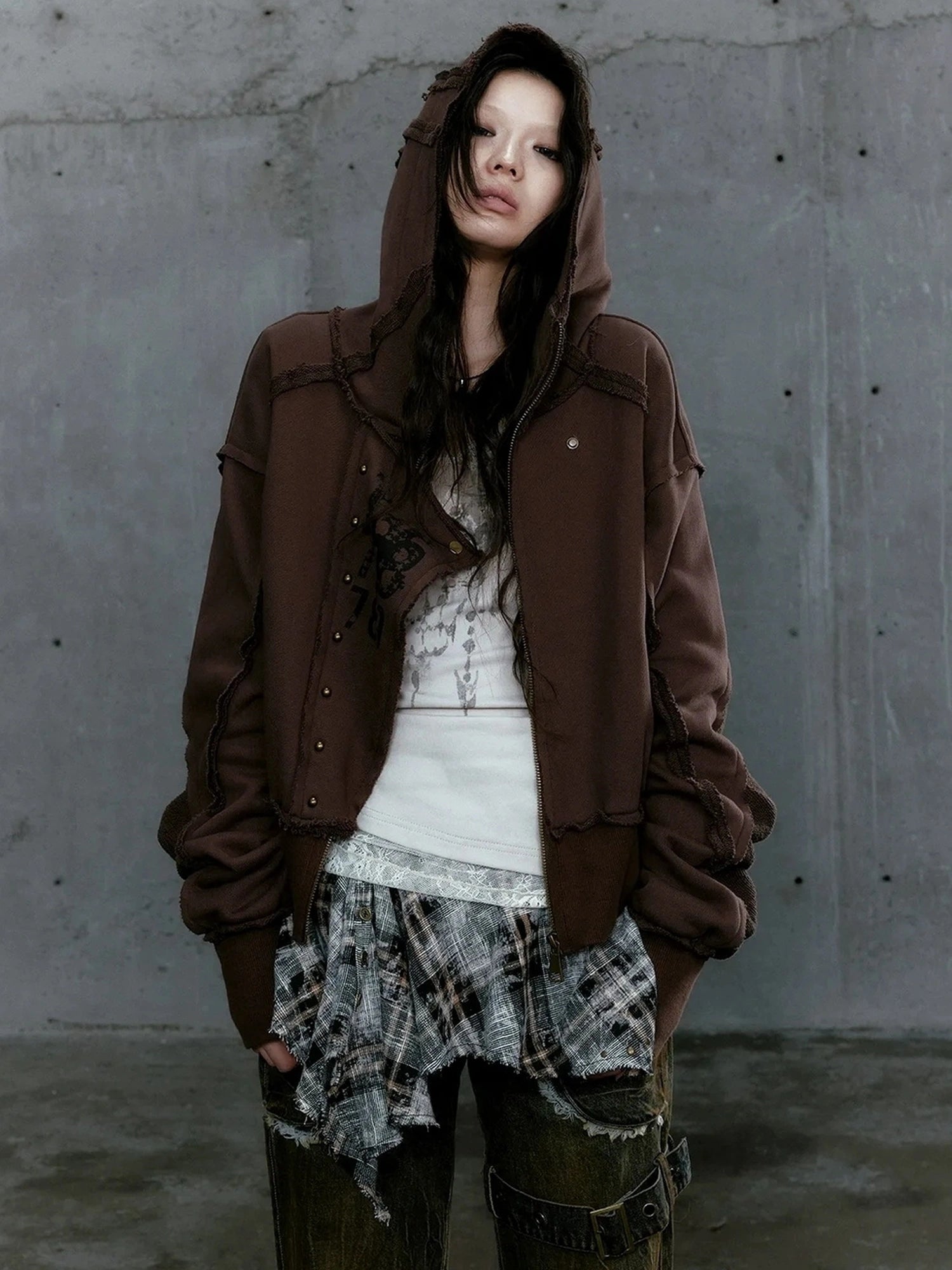 Chinese Clothing Cest Nous Update Deconstructed Digital Print Hoodie