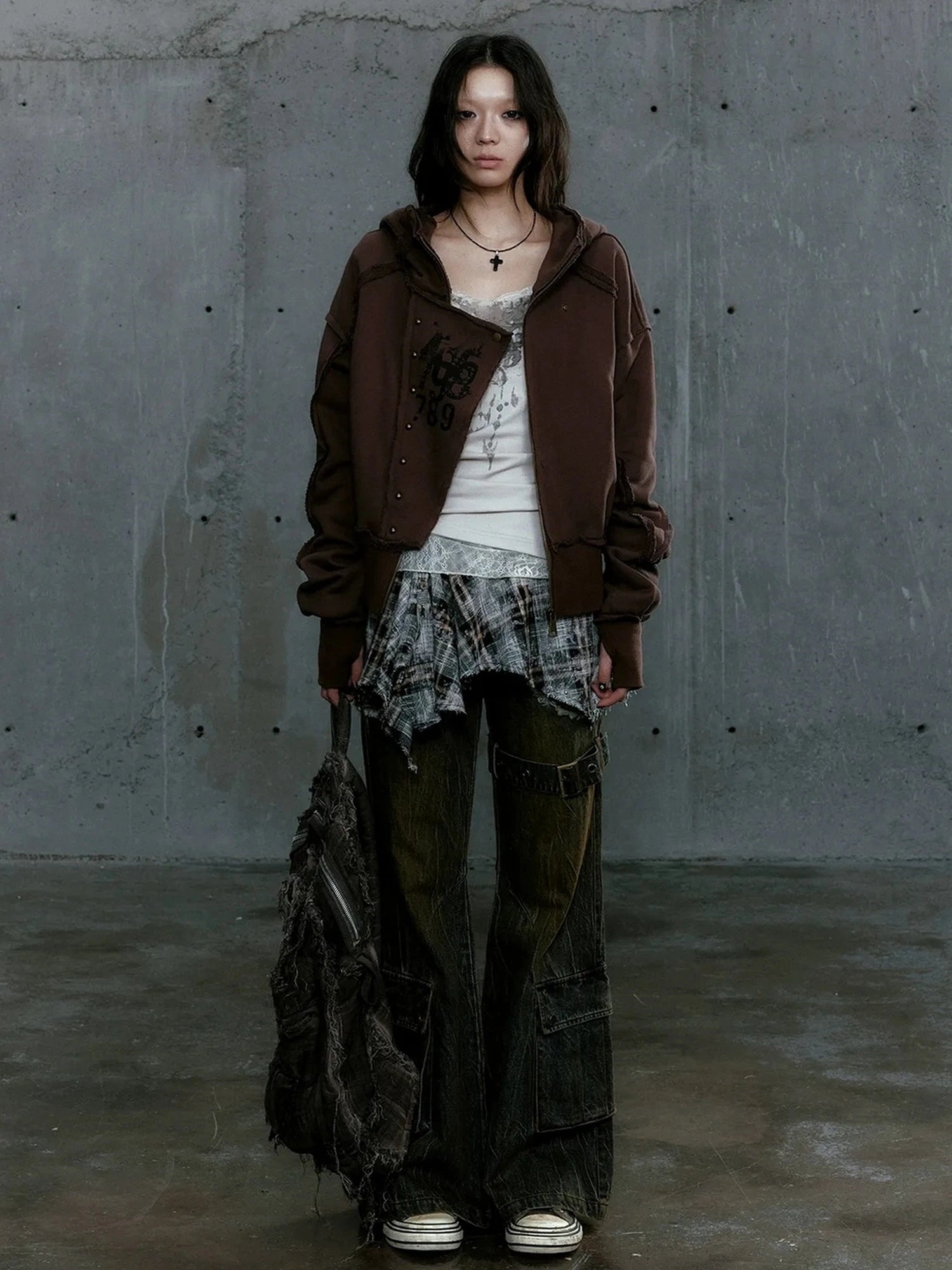 Chinese Clothing Cest Nous Update Deconstructed Digital Print Hoodie