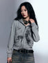 Chinese Clothing Cest Nous Update Deconstructed Lace Graffiti Sweatsuit V-neck T-shirt Long Sleeve