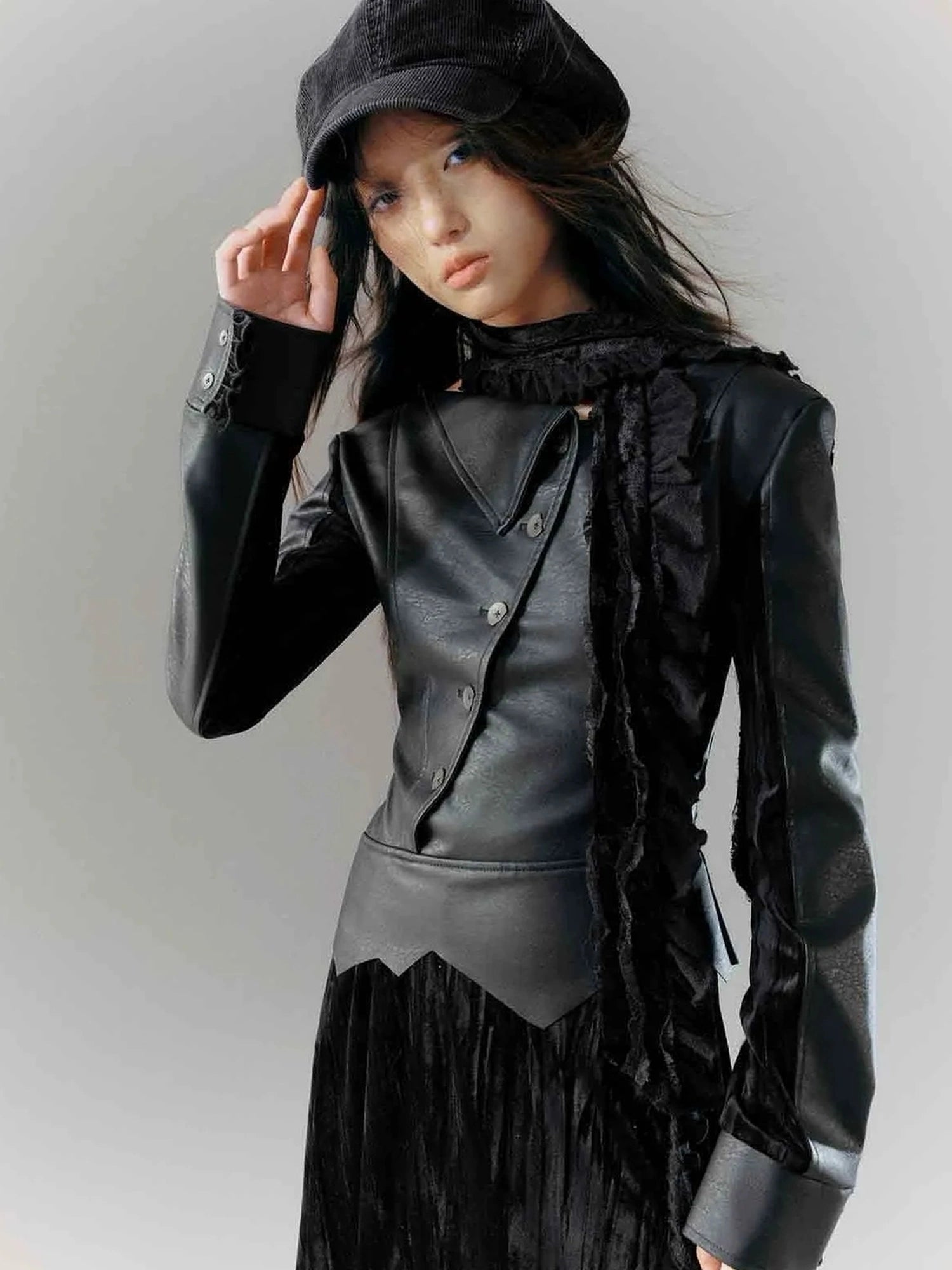 Chinese Clothing Cest Nous Update Deconstructed Velvet Leather Asymmetrical Dress