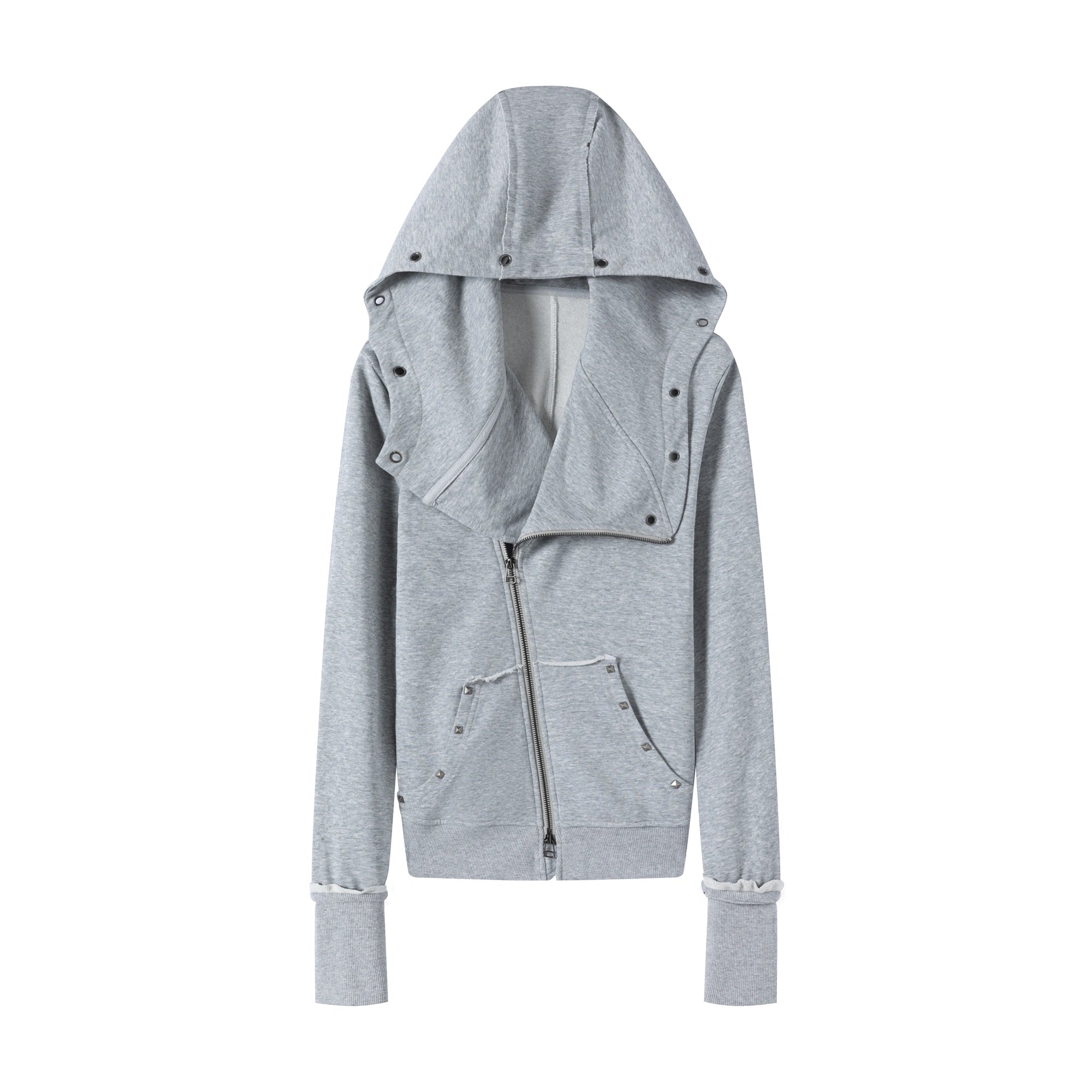 Chinese Clothing Cest Nous Update Deconstructed Washed Olive Asymmetrical Hooded Sweatshirt MISSTT