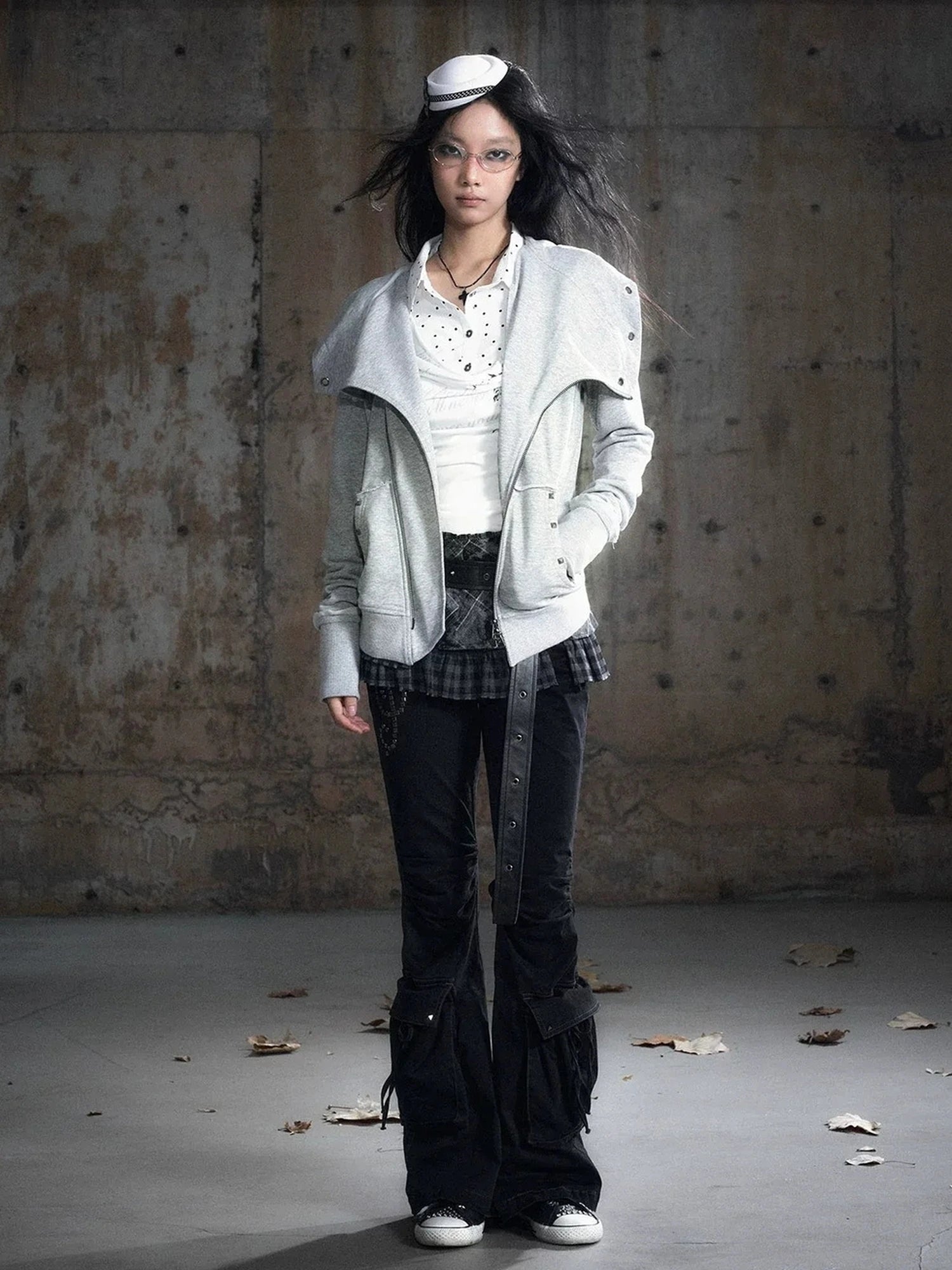Chinese Clothing Cest Nous Update Deconstructed Washed Olive Asymmetrical Hooded Sweatshirt