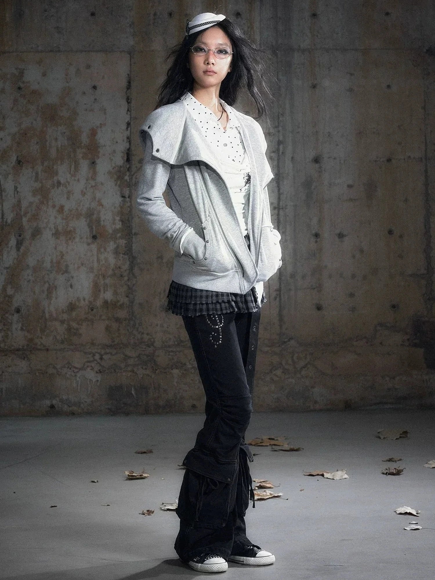 Chinese Clothing Cest Nous Update Deconstructed Washed Olive Asymmetrical Hooded Sweatshirt