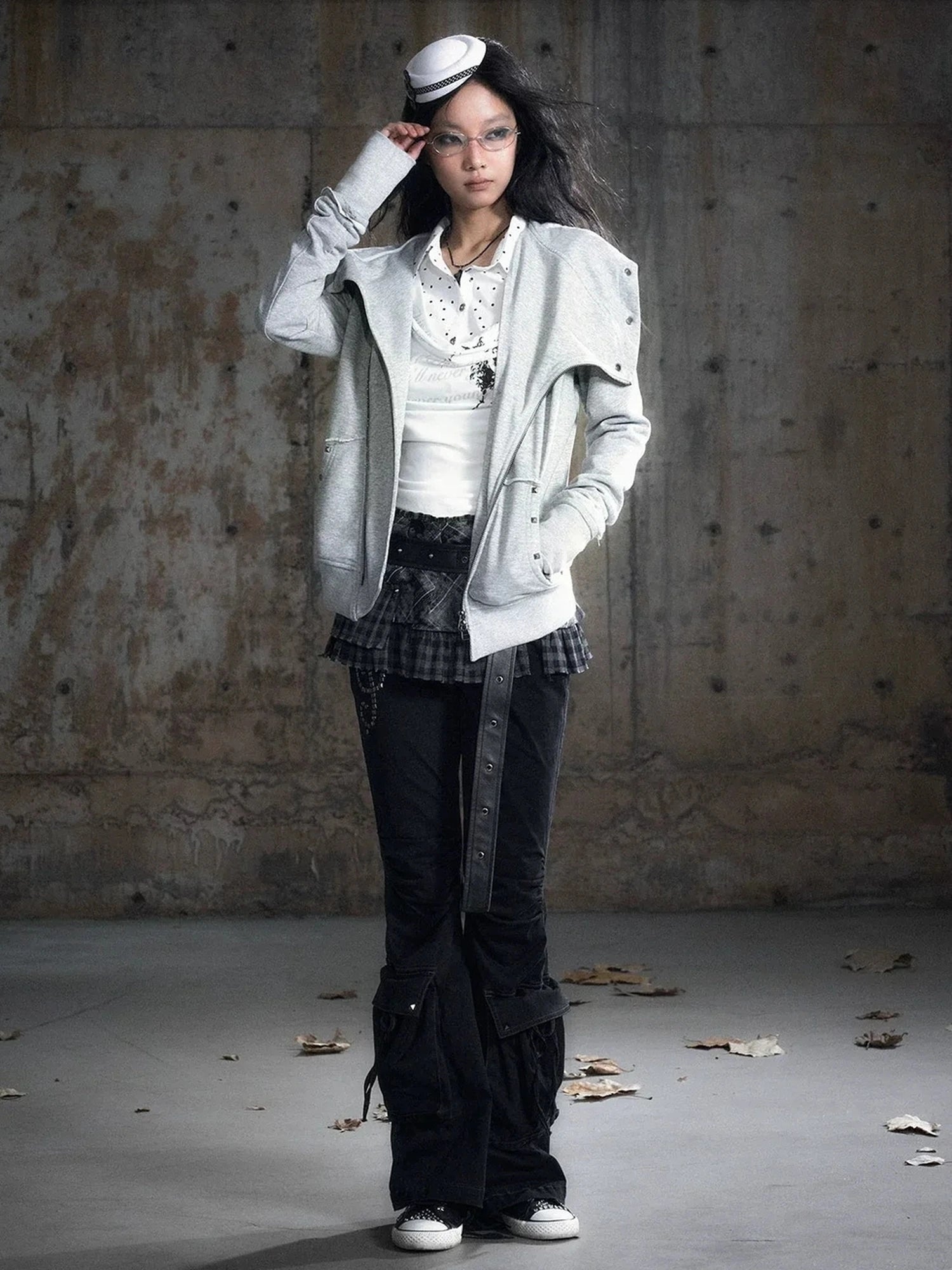 Chinese Clothing Cest Nous Update Deconstructed Washed Olive Asymmetrical Hooded Sweatshirt