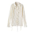 Chinese Clothing Cest Nous Update Distressed Check Shirt With Drawstring Ruffle MISSTT