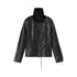 Chinese Clothing Cest Nous Update Distressed Leather Jacket With Knit Cowl Lace Up MISSTT