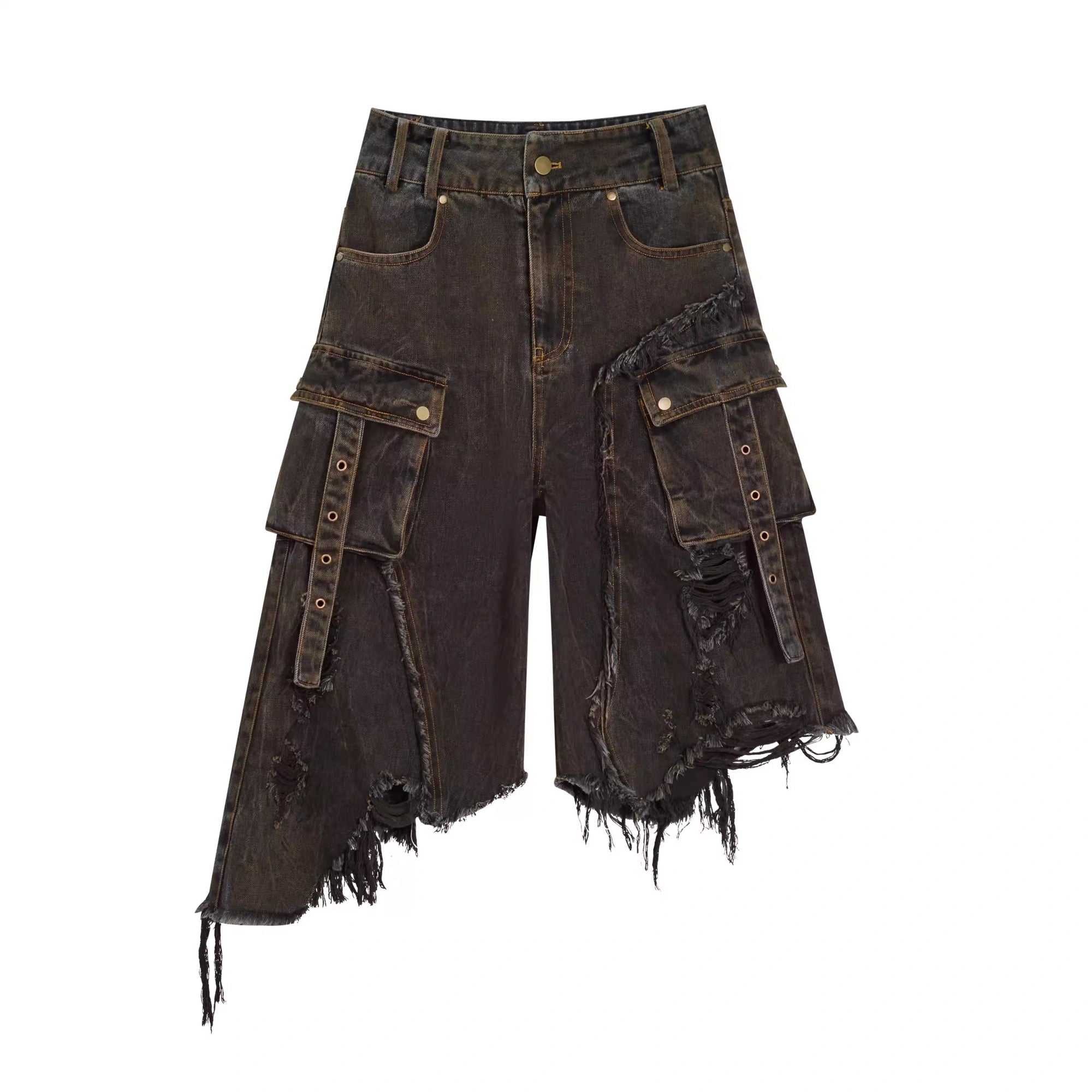 Chinese Clothing Cest Nous Update Distressed Mud Dyed Grunge Cropped Jeans MISSTT