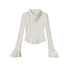 Chinese Clothing Cest Nous Update Embroidered Velour Lace Bell Sleeve Top MISSTT