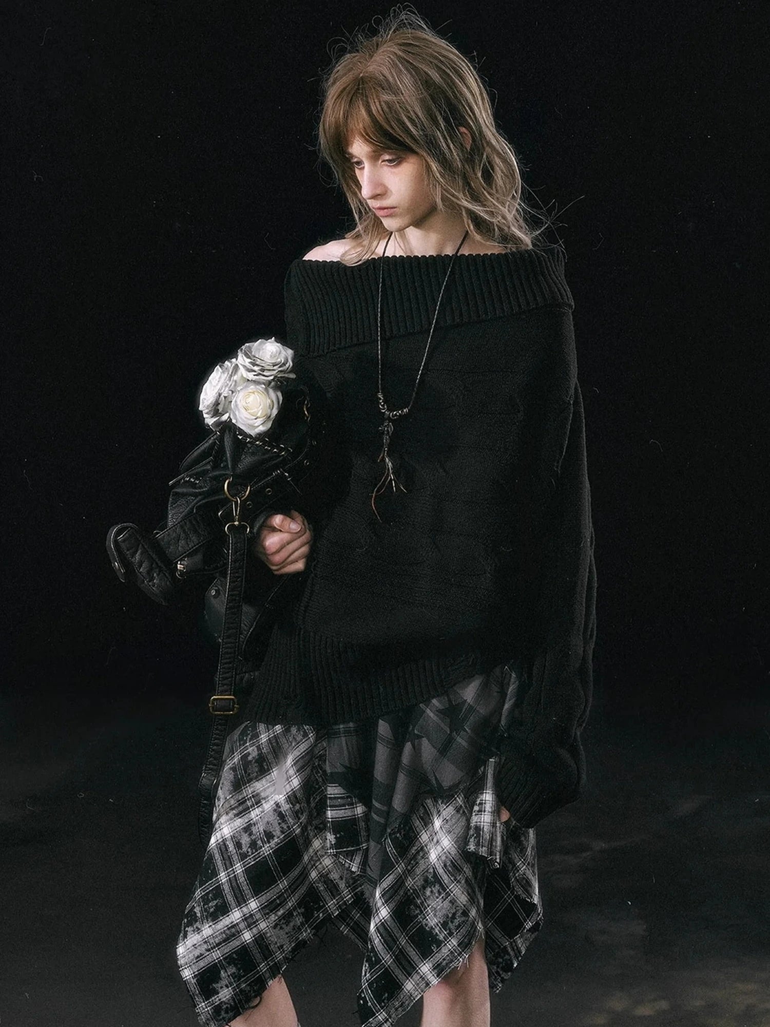 Chinese Clothing Cest Nous Update Escape In Misty Rain Distressed Cable Knit Sweater