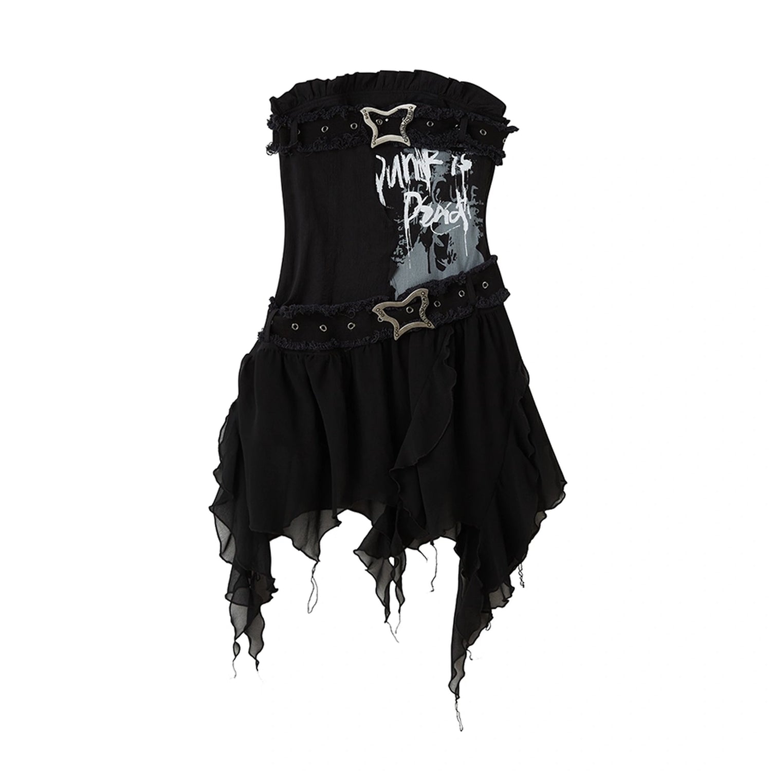 Chinese Clothing Cest Nous Update Graffiti Bustier Dress With Butterfly Clasp MISSTT