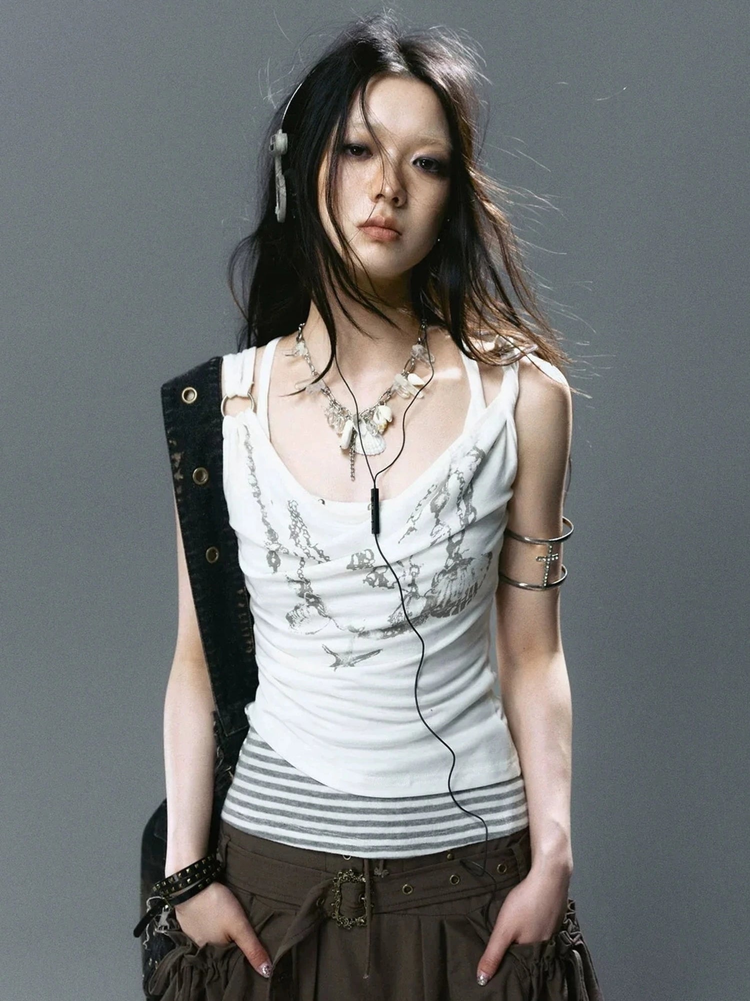 Chinese Clothing Cest Nous Update Layered Shell Crystal Pendant Necklace