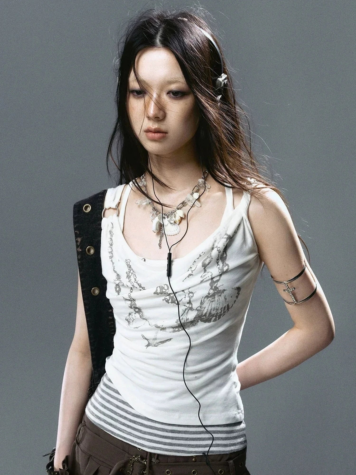 Chinese Clothing Cest Nous Update Layered Shell Crystal Pendant Necklace