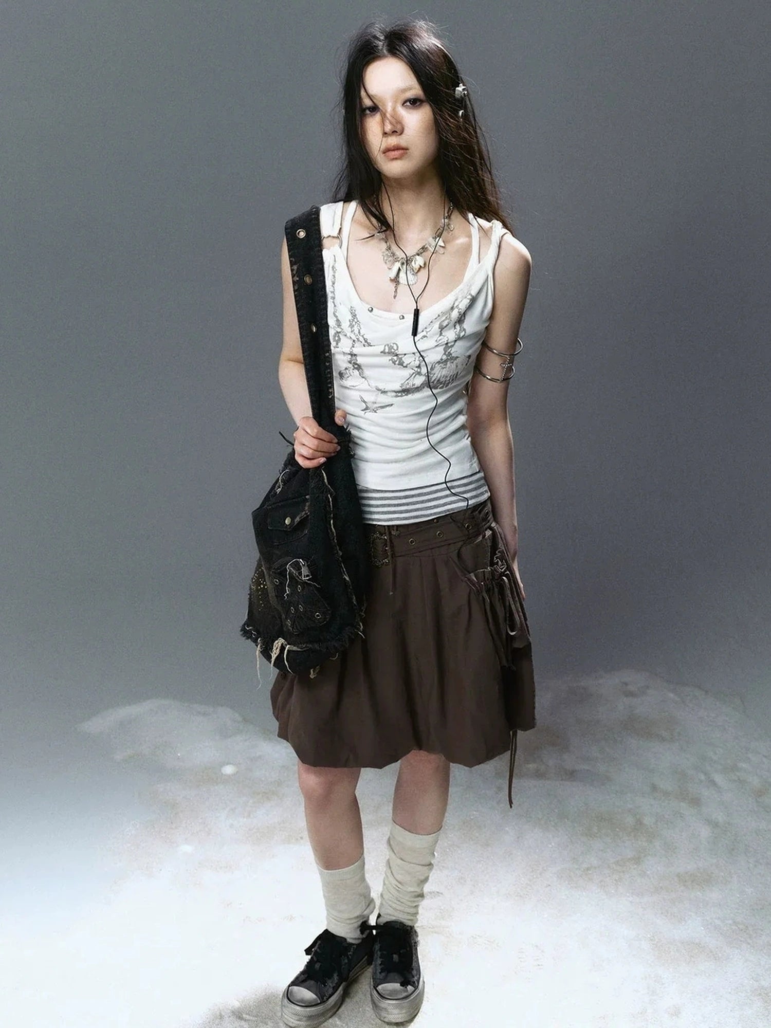 Chinese Clothing Cest Nous Update Layered Shell Crystal Pendant Necklace