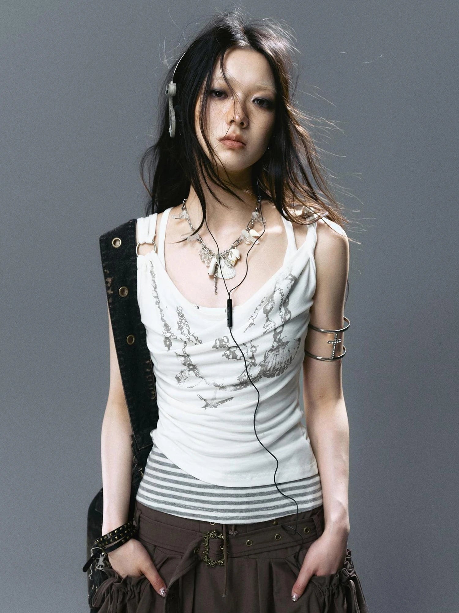 Chinese Clothing Cest Nous Update Layered Shell Crystal Pendant Necklace