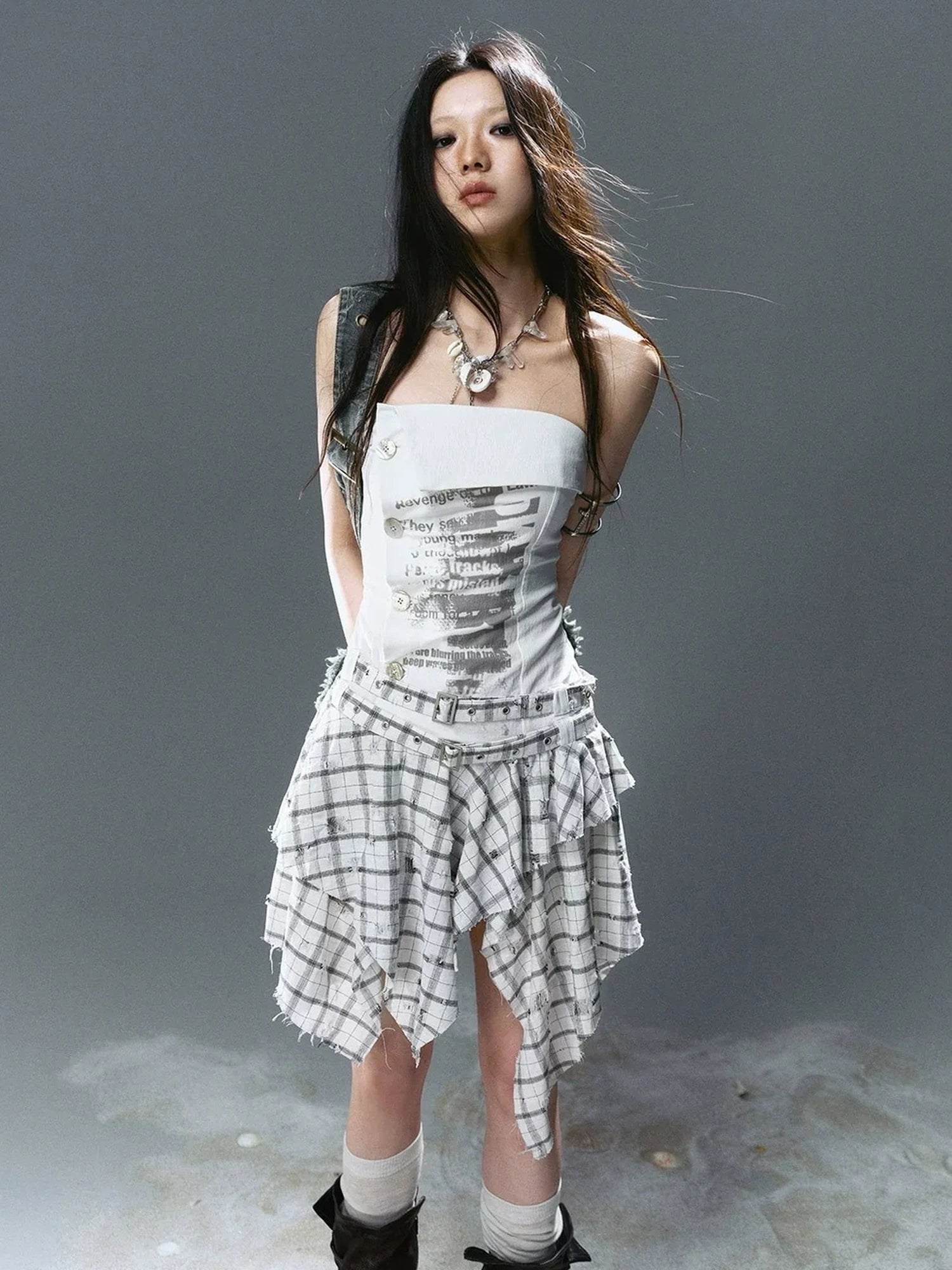 Chinese Clothing Cest Nous Update Layered Shell Crystal Pendant Necklace